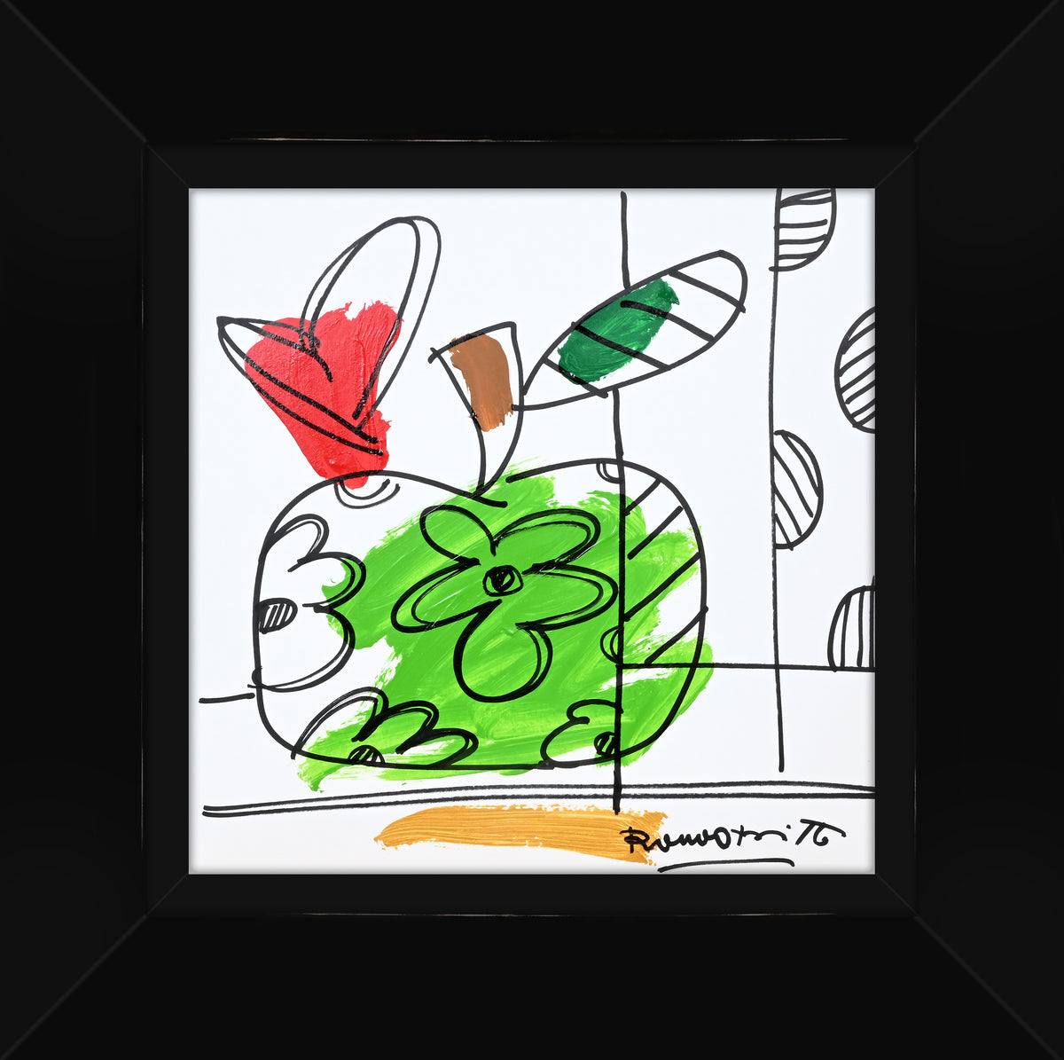 Romero Britto thomas collection apple original drawing  colorful pop art design
