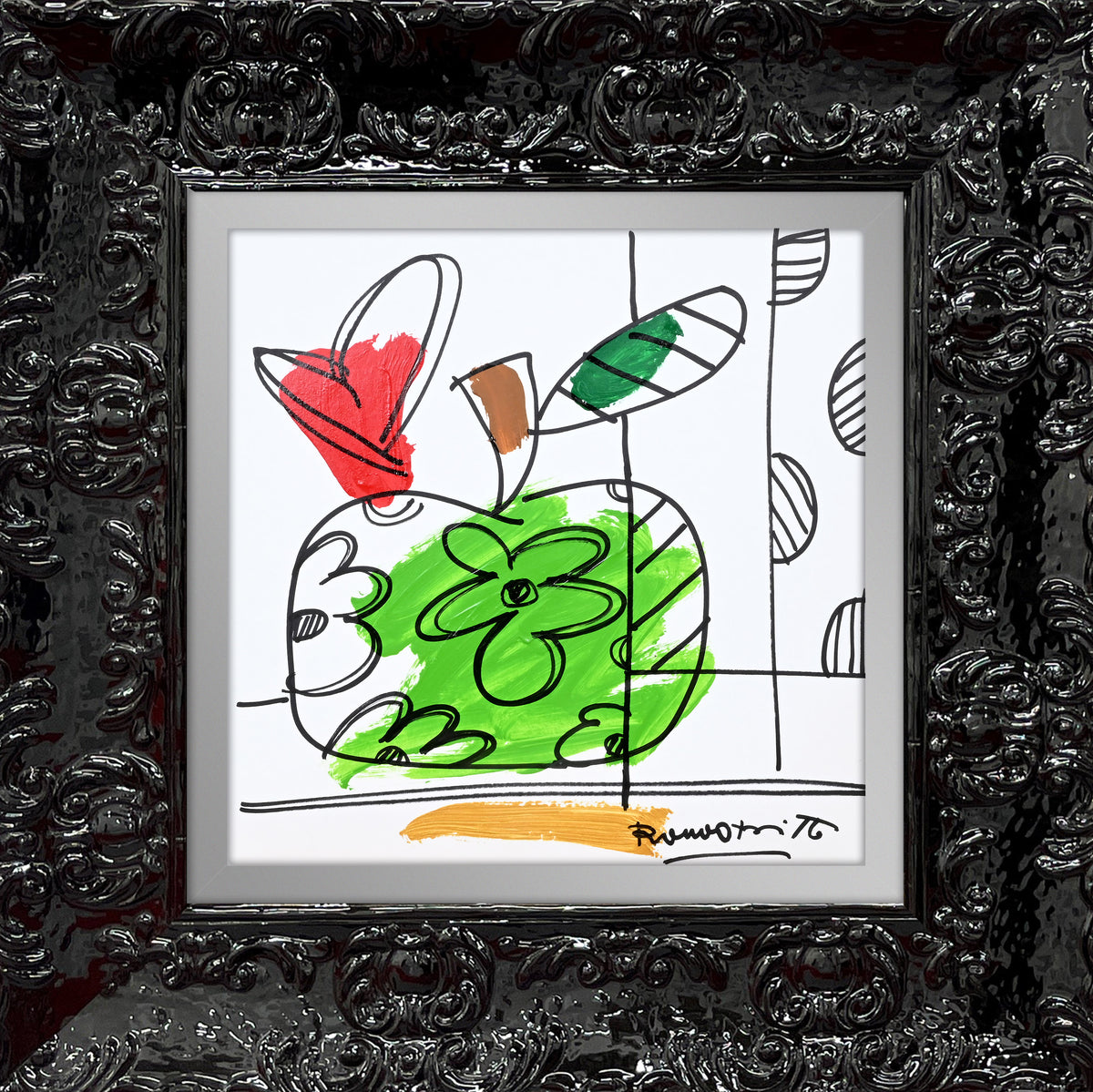 thomas collection apple original drawing  artistic colorful design collectible