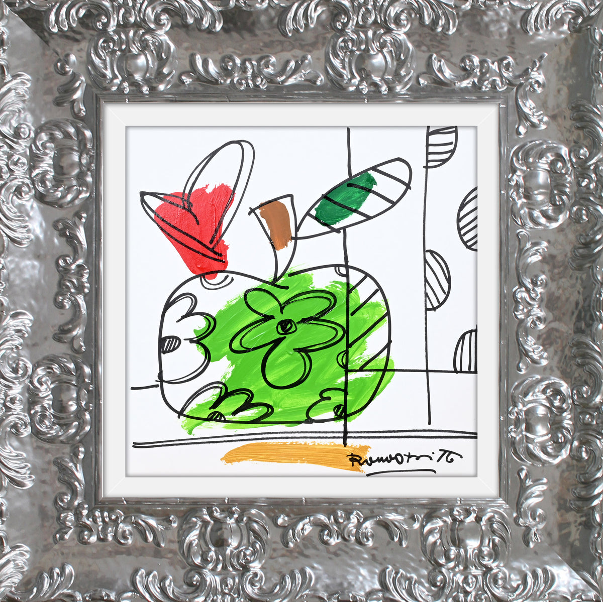 thomas collection apple original drawing  artistic colorful design collectible