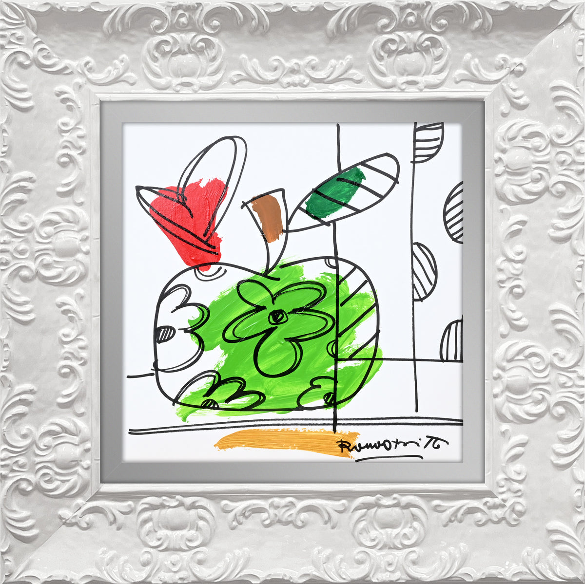 thomas collection apple original drawing  colorful decorative collectible gift idea