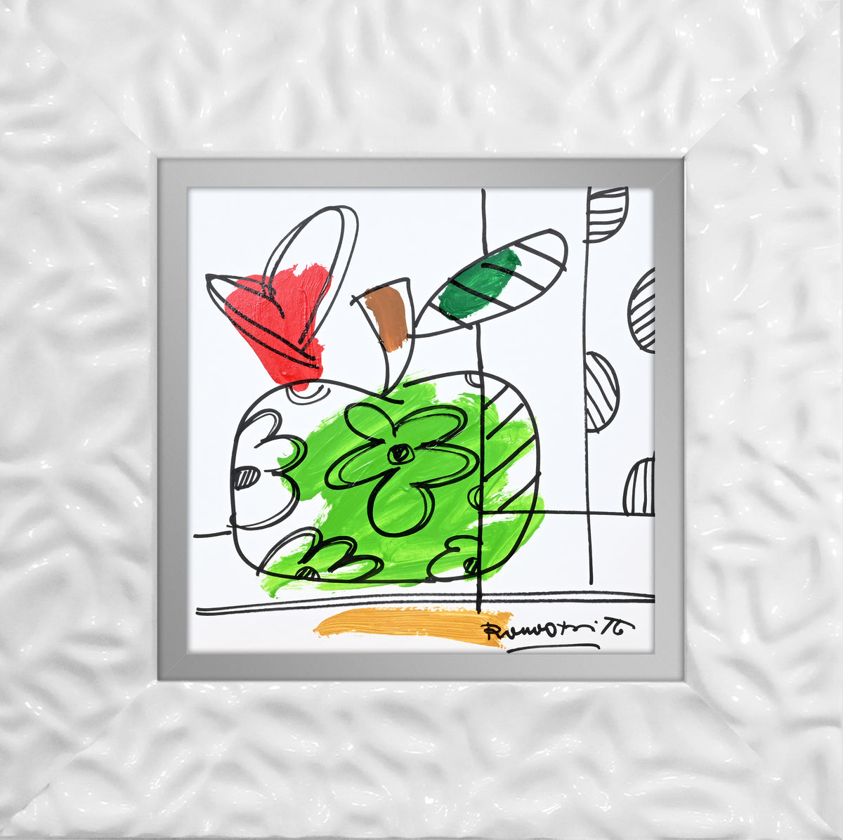 thomas collection apple original drawing  artistic colorful design collectible