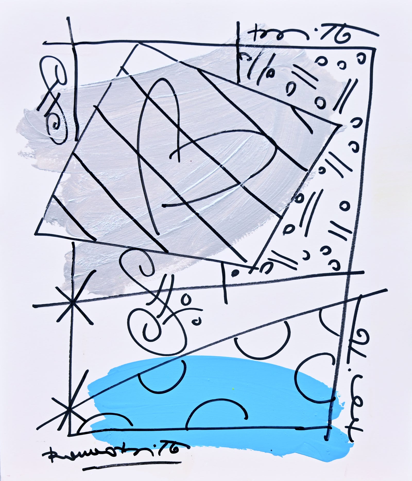 Romero Britto thomas collection abstract original drawing  colorful pop art design