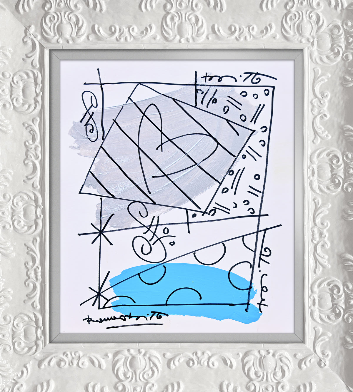 Romero Britto thomas collection abstract original drawing  contemporary pop art piece