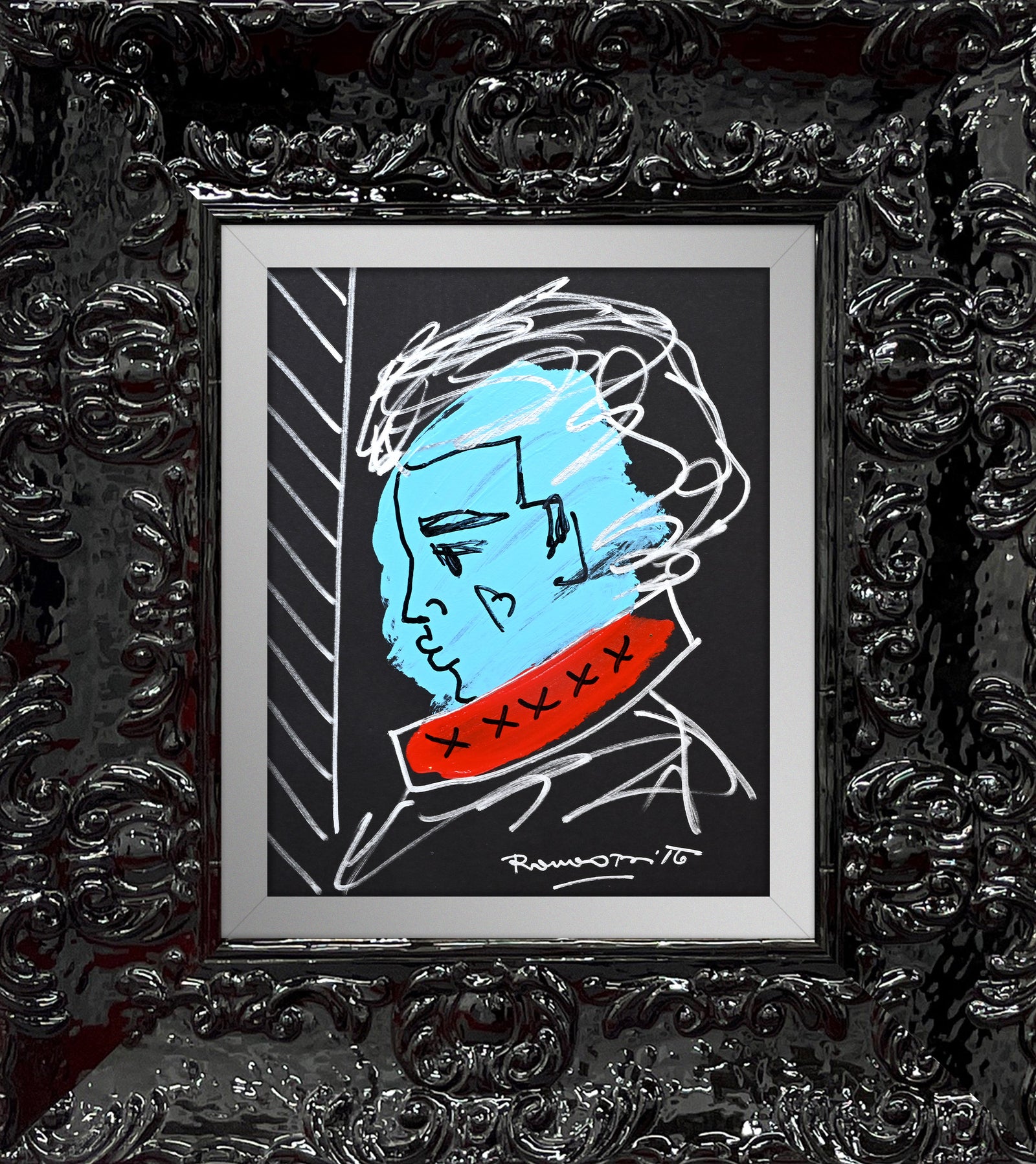 modern pop art love collection man original drawing  vibrant home decor