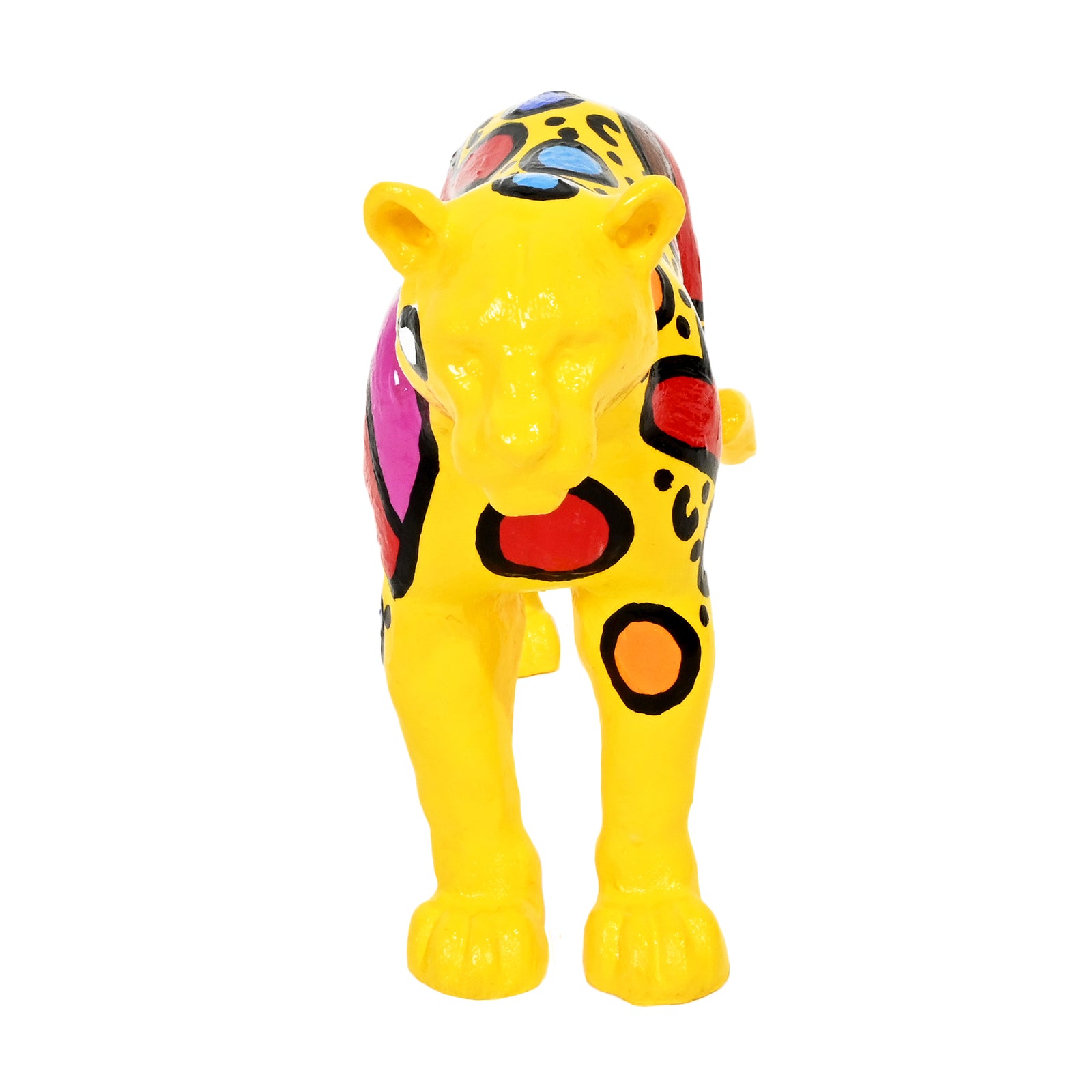modern pop art cheetah hand painted original sculpture  vibrant home decor