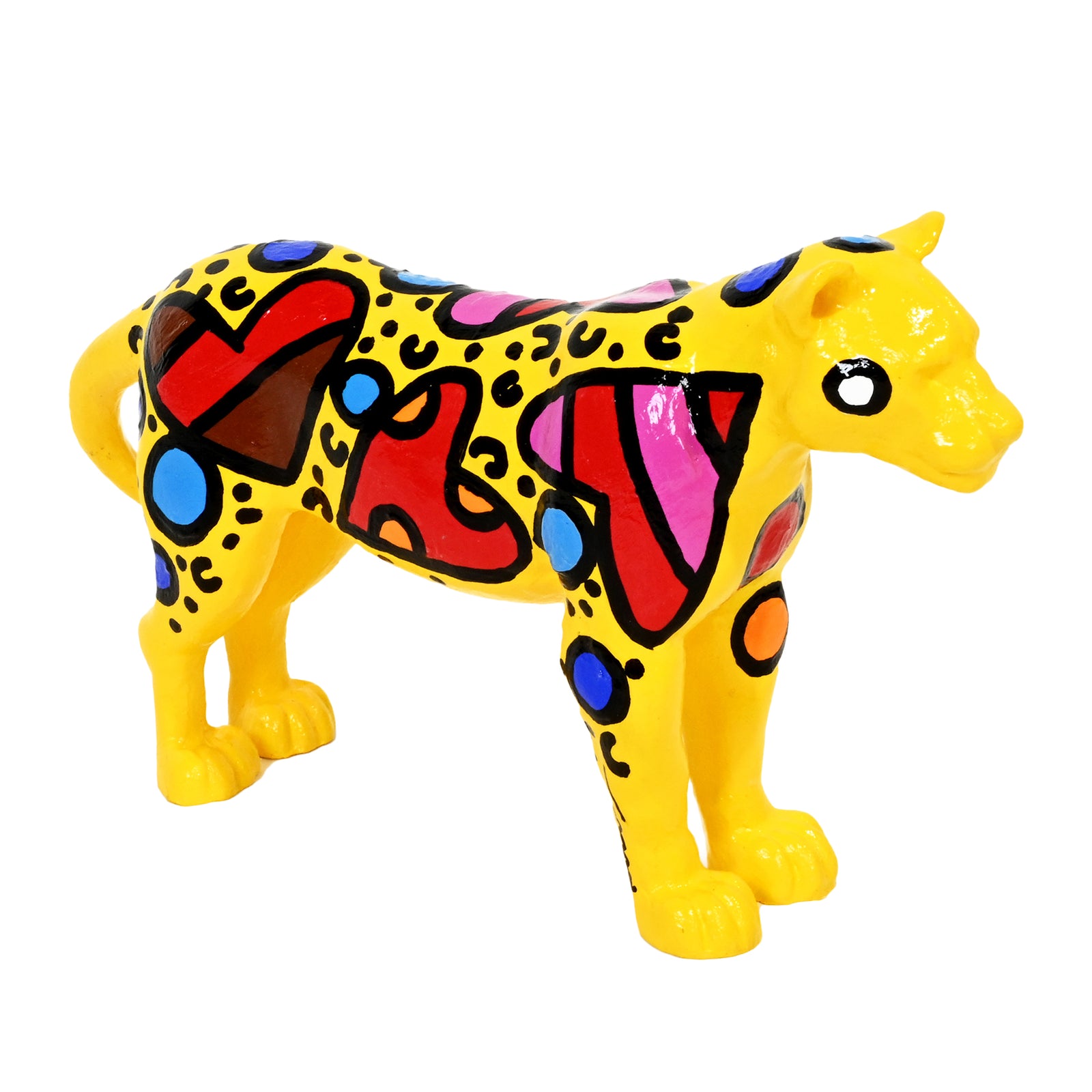 Romero Britto cheetah hand painted original sculpture  colorful pop art design