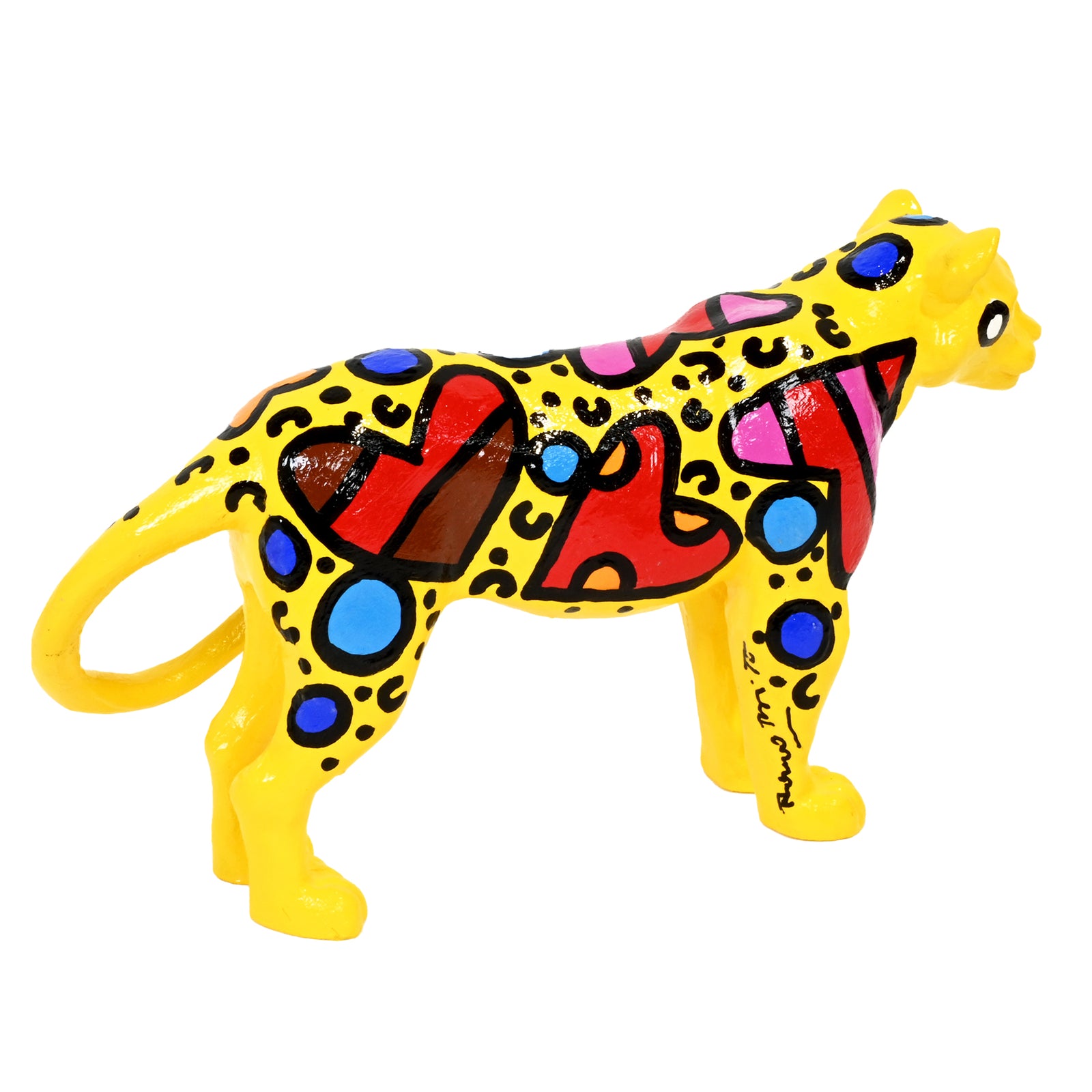 Romero Britto cheetah hand painted original sculpture  contemporary pop art piece