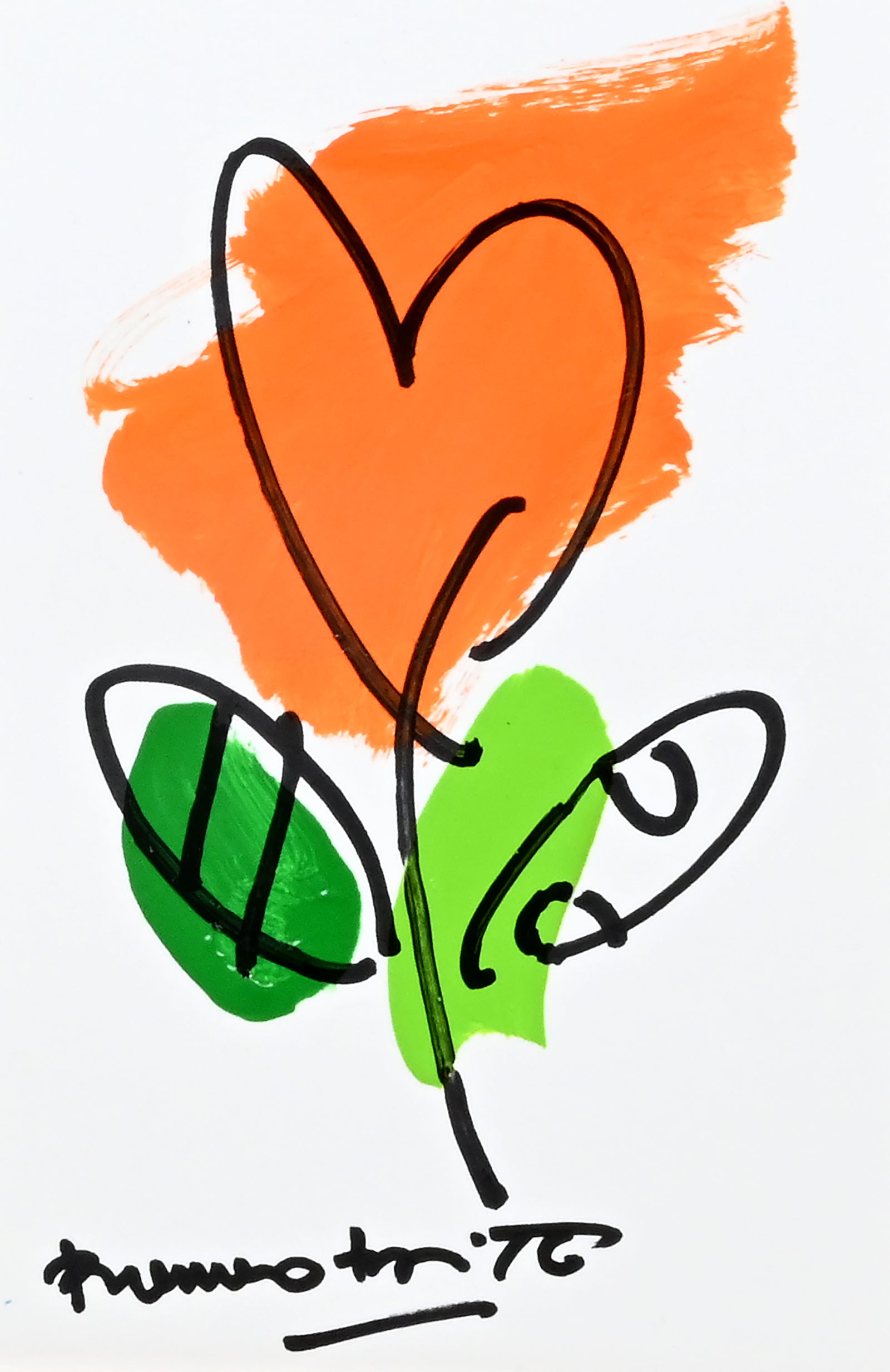 Romero Britto thomas flower original drawing  colorful pop art design