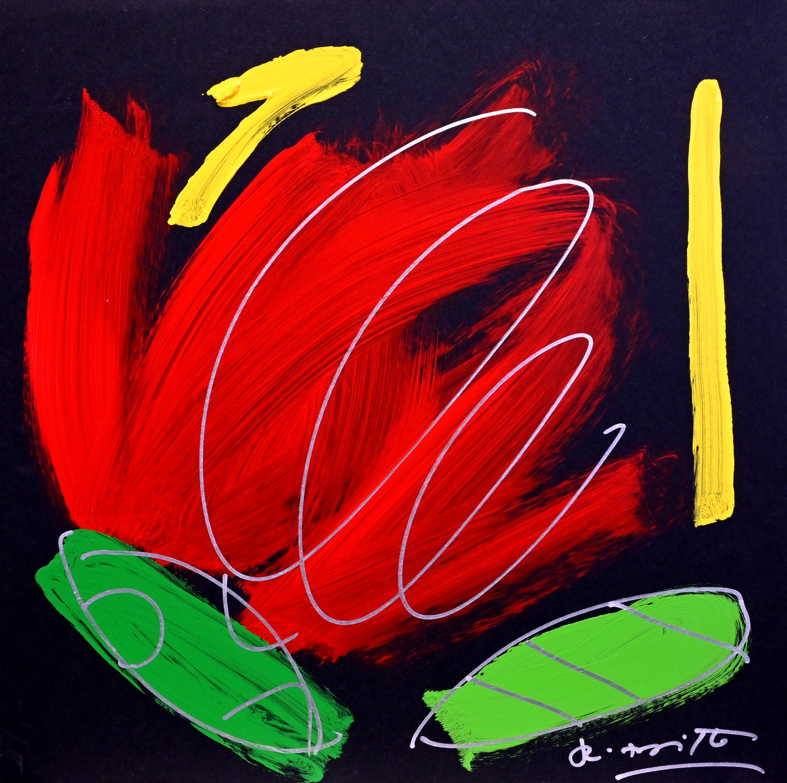 Romero Britto thomas flowers original drawing  colorful pop art design