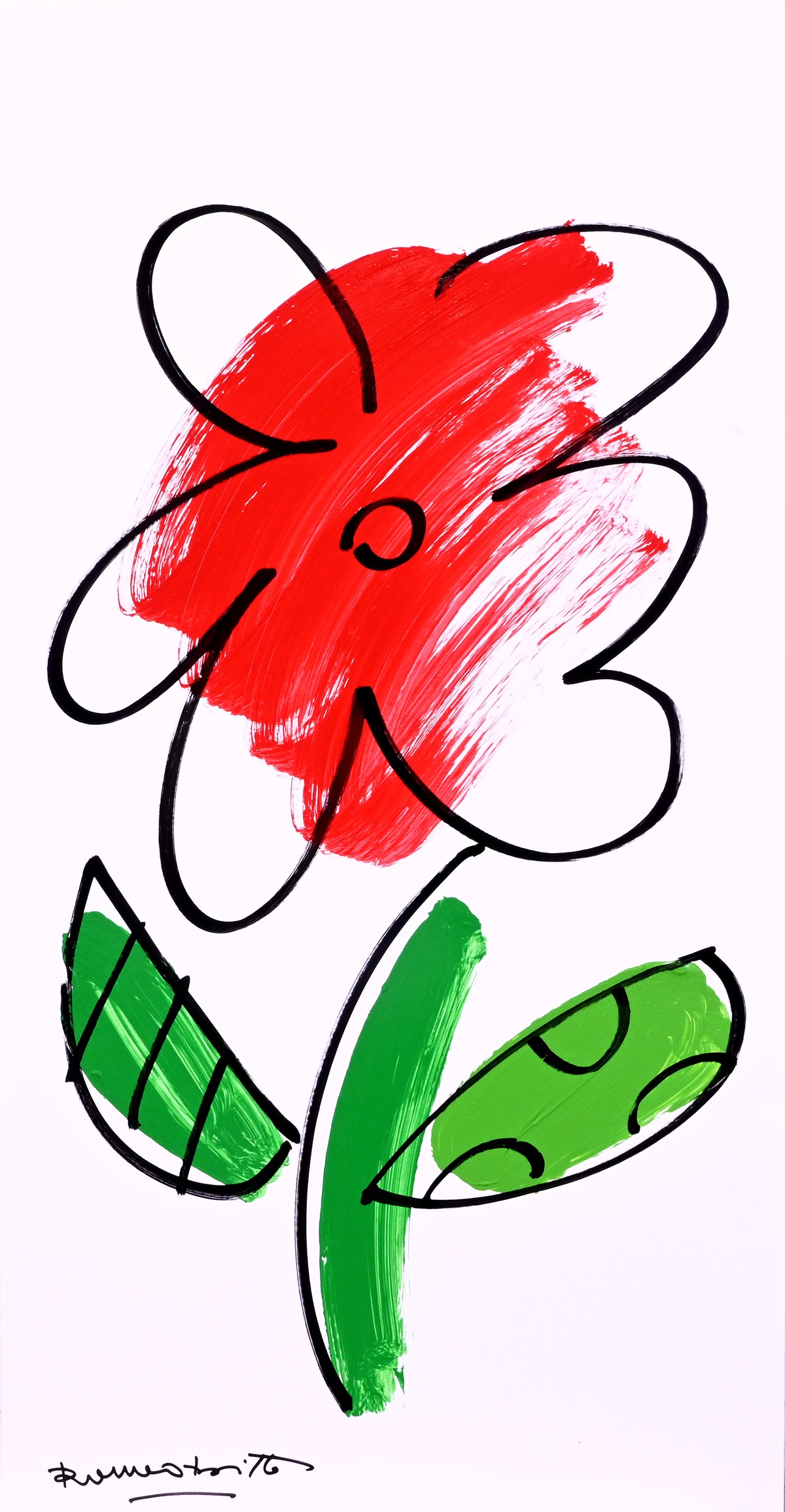 Romero Britto thomas flowers original drawing  colorful pop art design