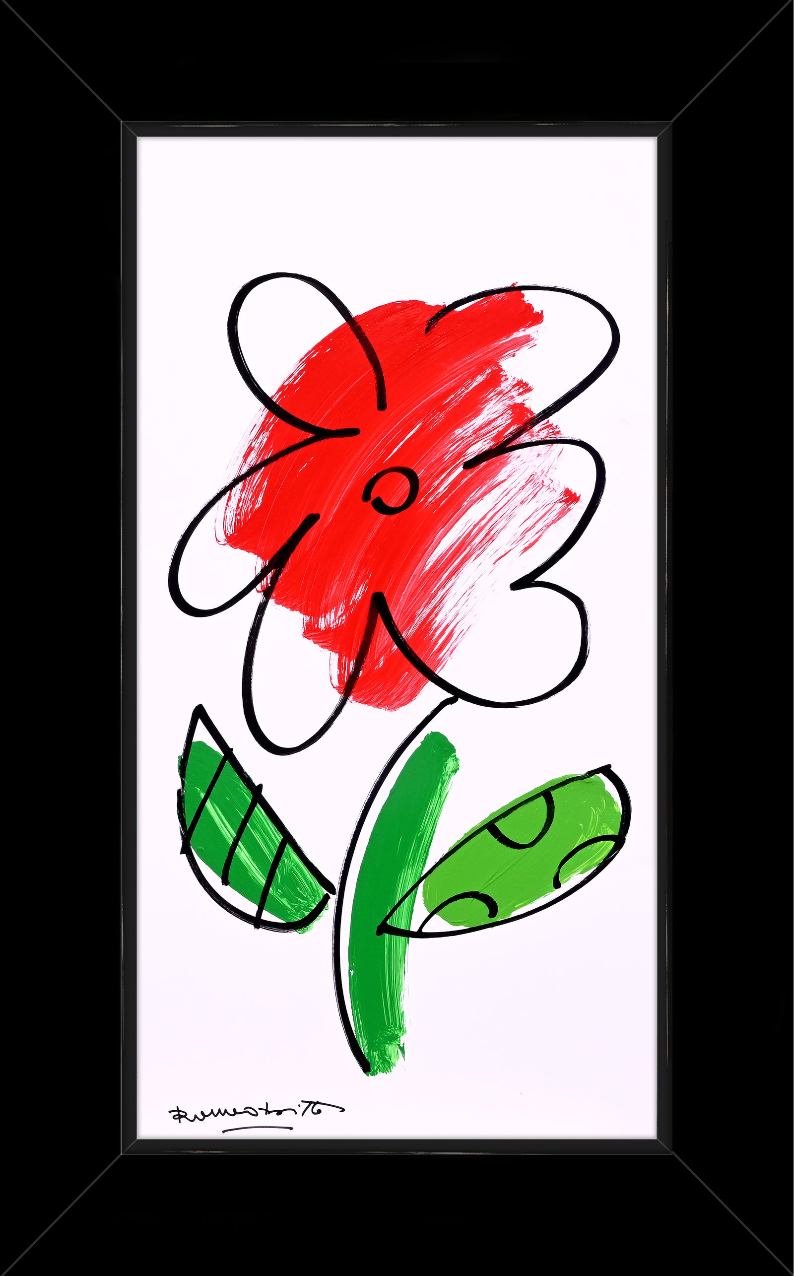 Romero Britto thomas flowers original drawing  contemporary pop art piece