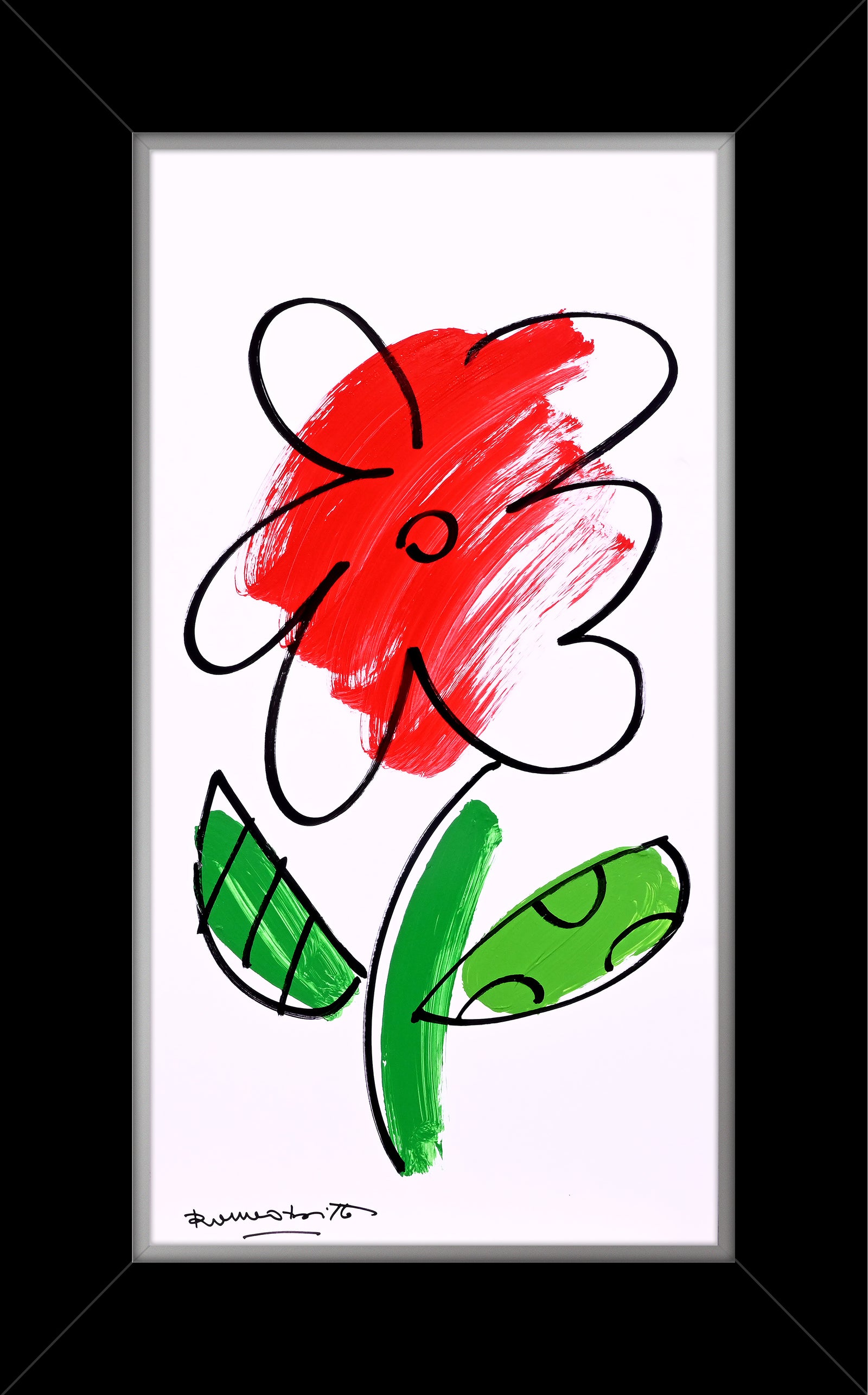 Romero Britto thomas flowers original drawing  colorful pop art design