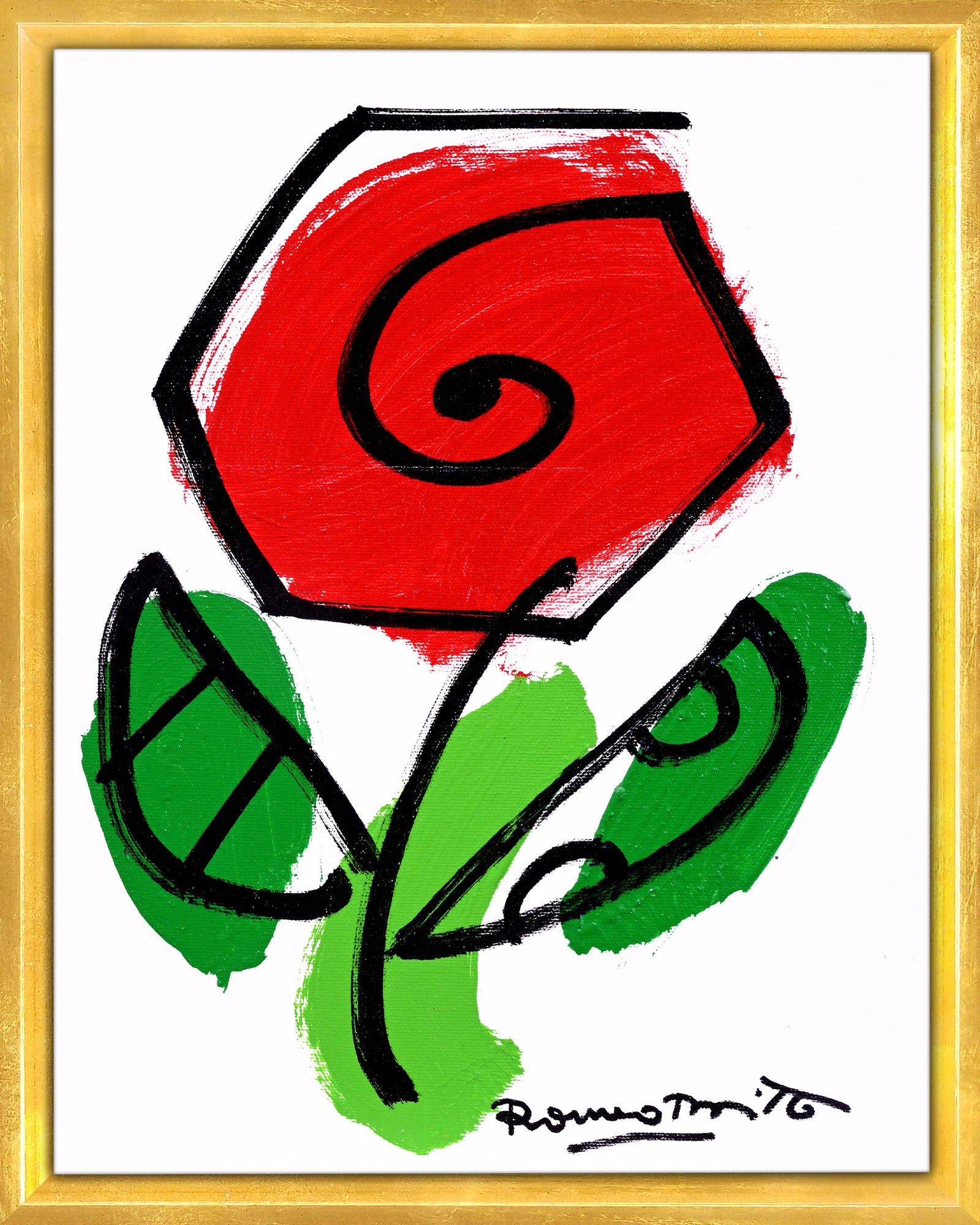 Romero Britto thomas flowers original drawing  colorful pop art design