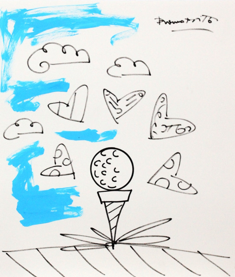 Romero Britto baby blue tee original drawing  colorful pop art design