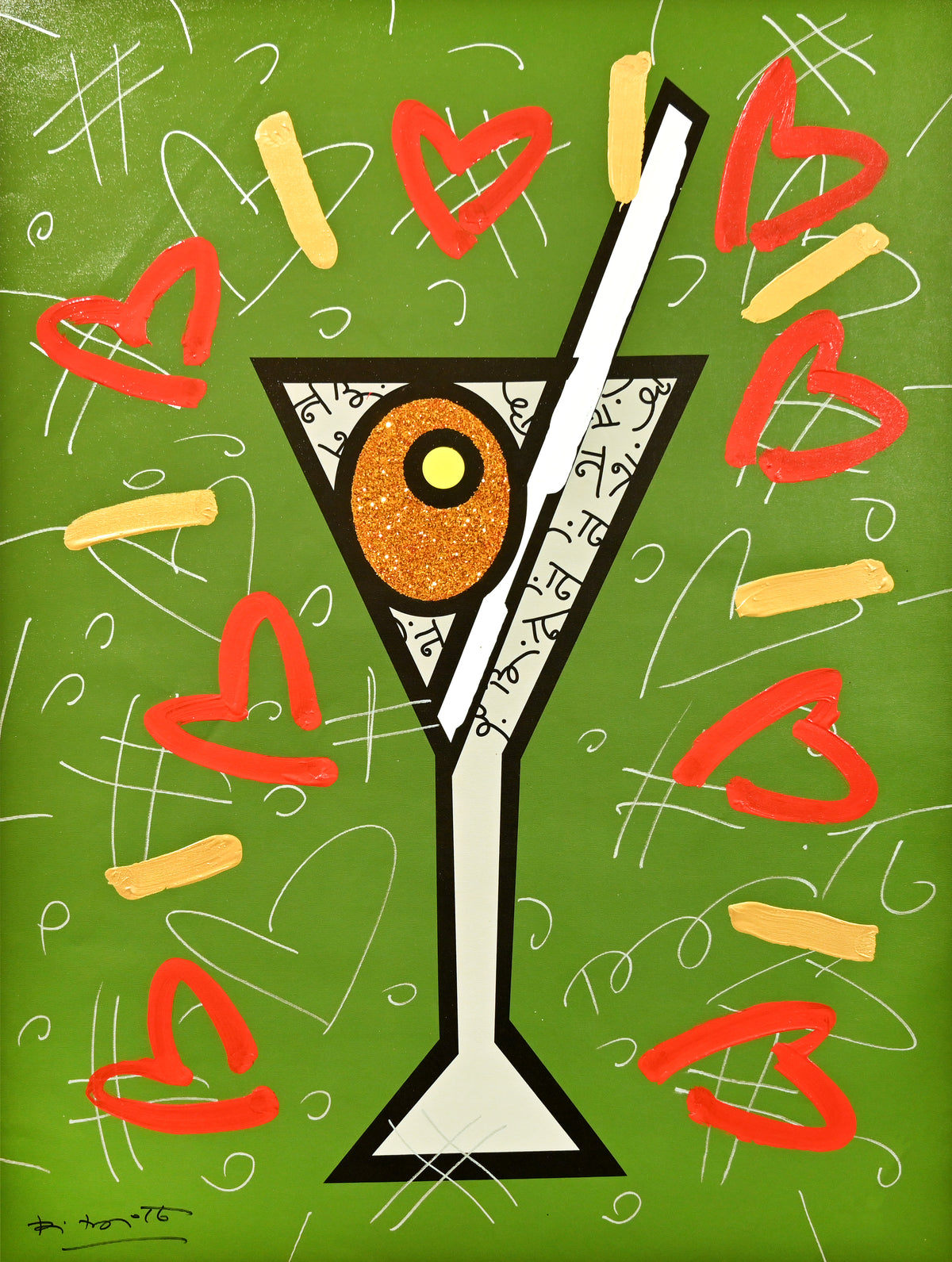 OLIVE MARTINI -  Mixed Media Original