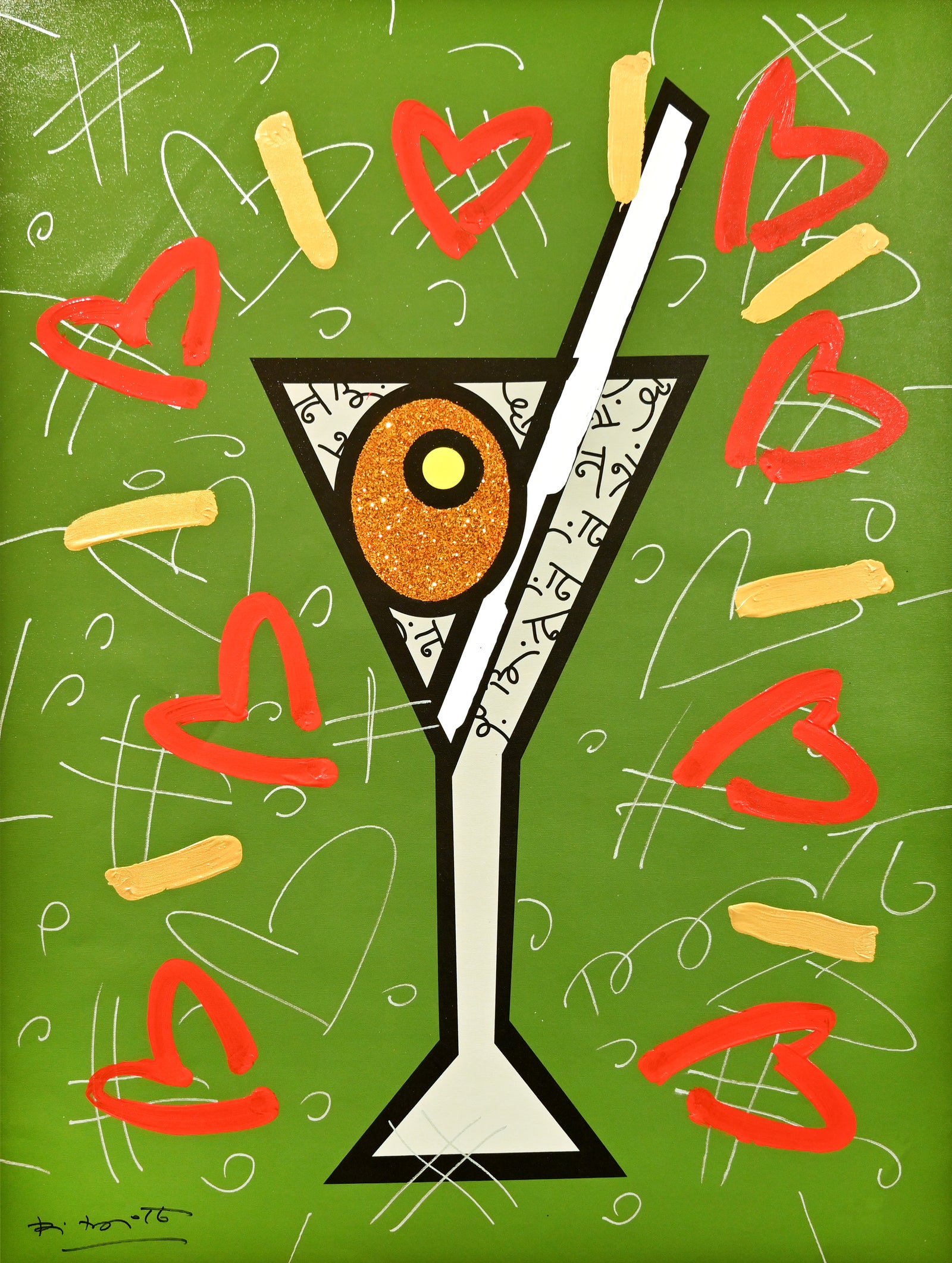 OLIVE MARTINI -  Mixed Media Original