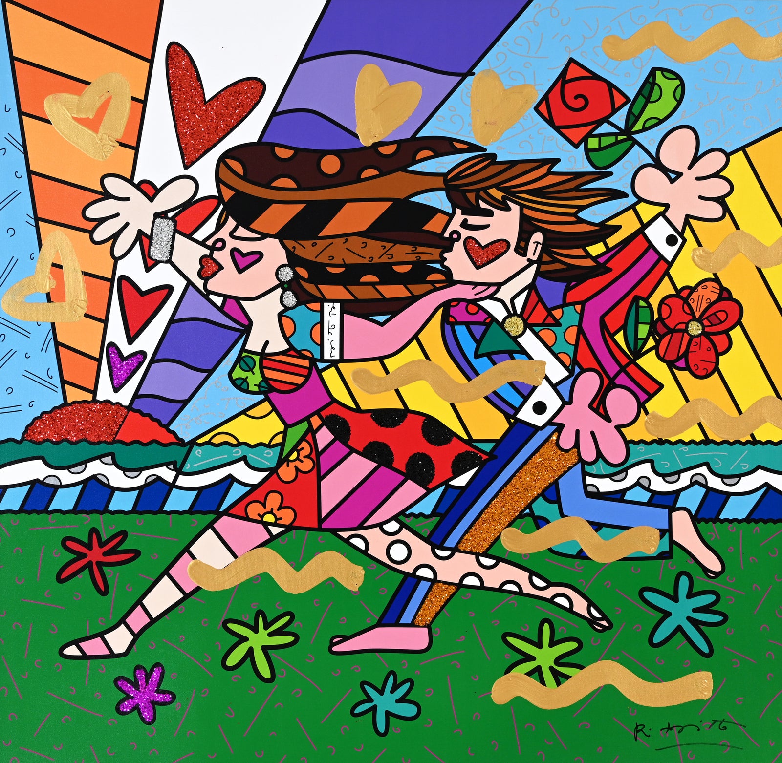 LOVE IN THE PARK -  Mixed Media Original