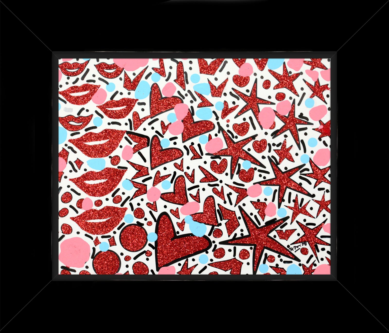 Hearts & Kisses - Mixed Media Original