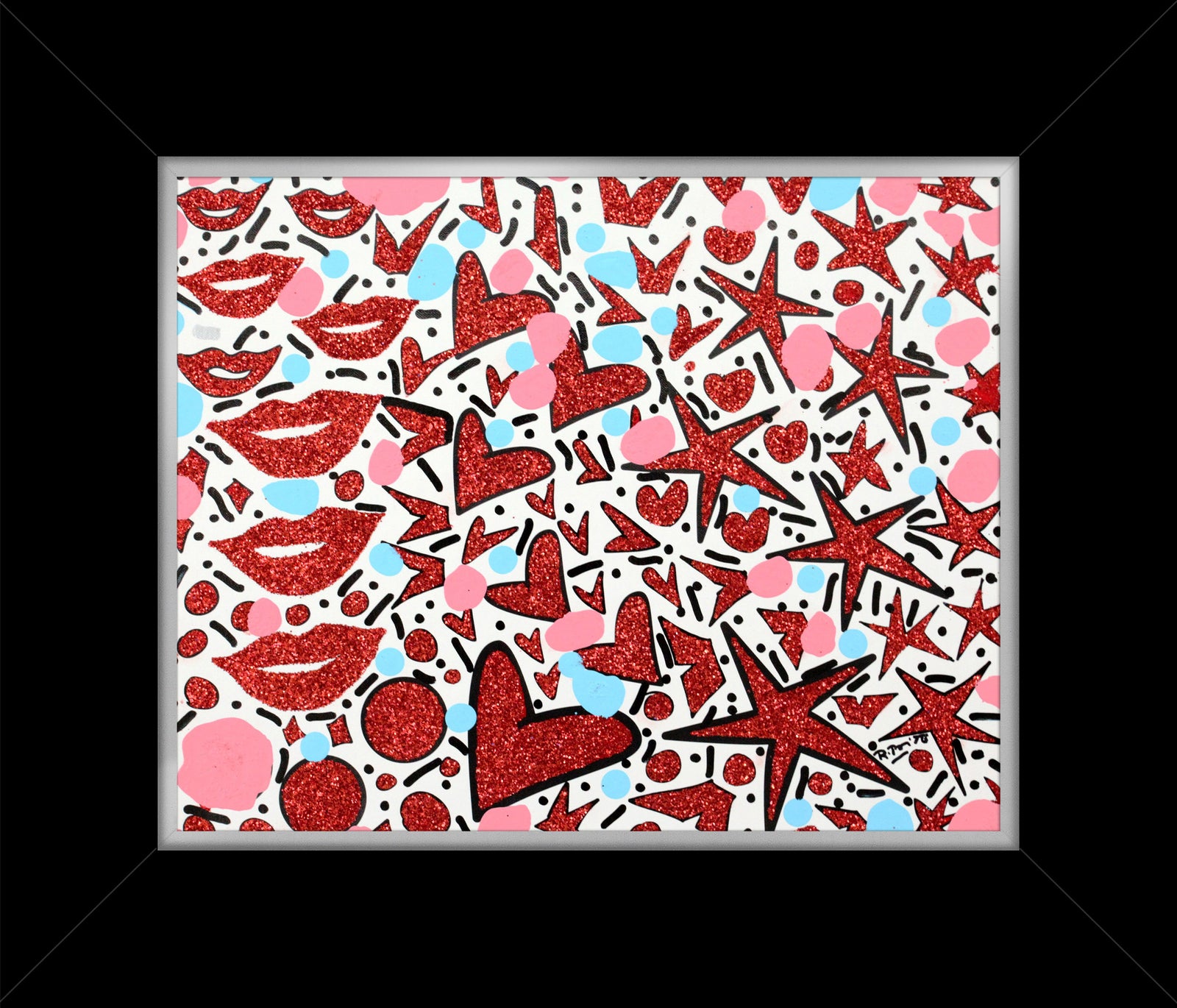Hearts & Kisses - Mixed Media Original