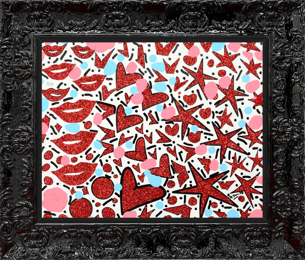 Hearts & Kisses - Mixed Media Original