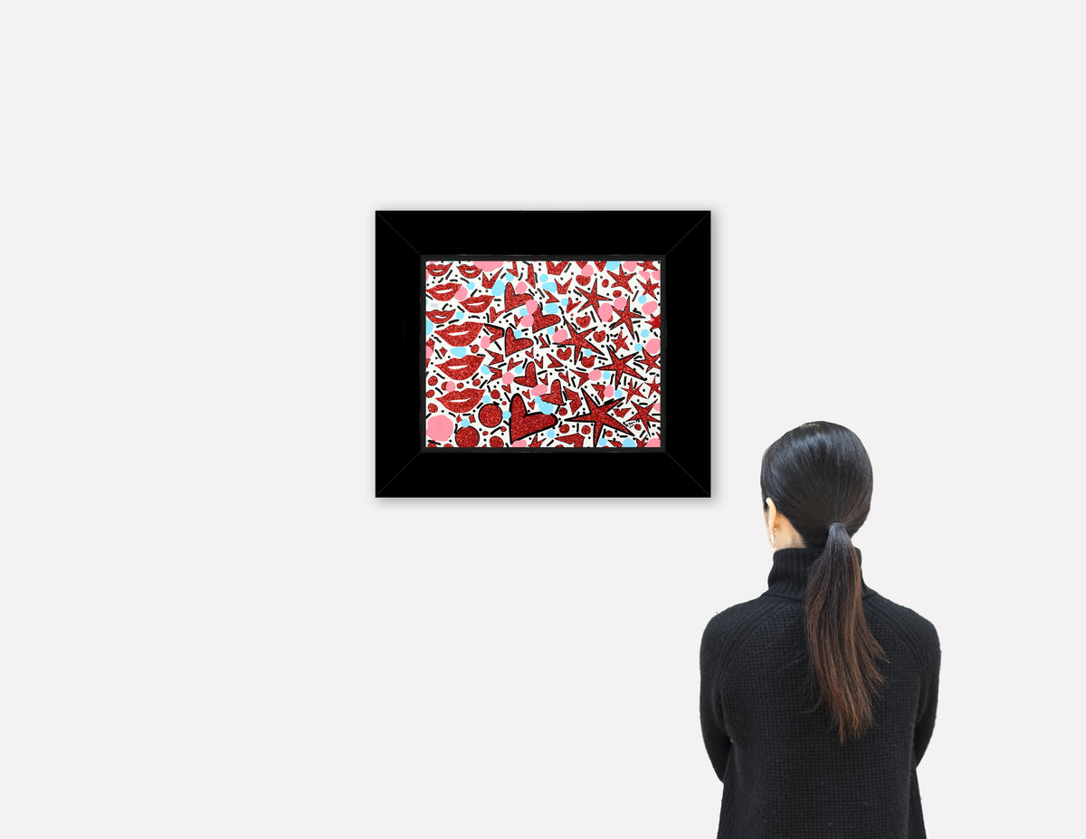 Hearts & Kisses - Mixed Media Original