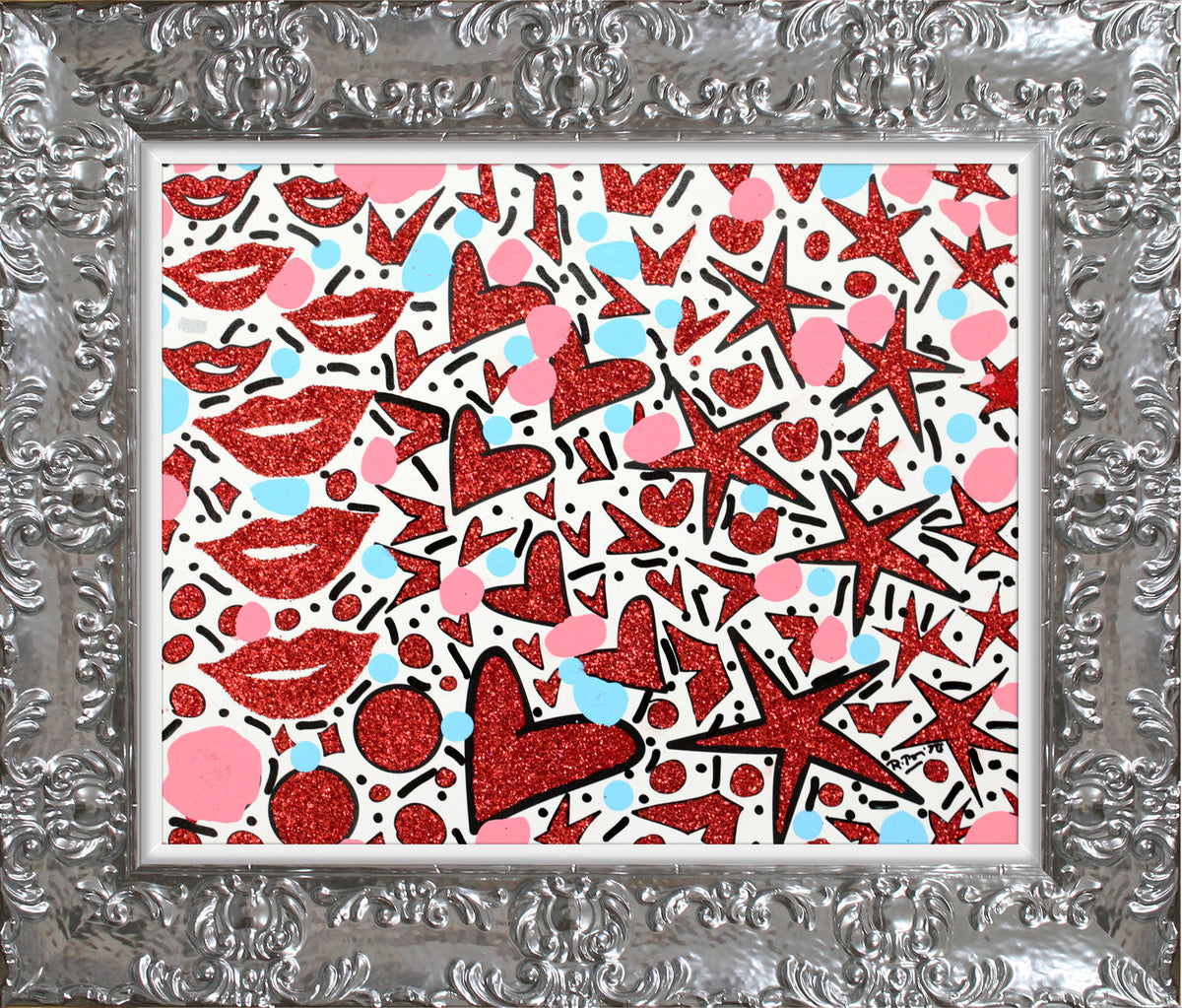 Hearts & Kisses - Mixed Media Original