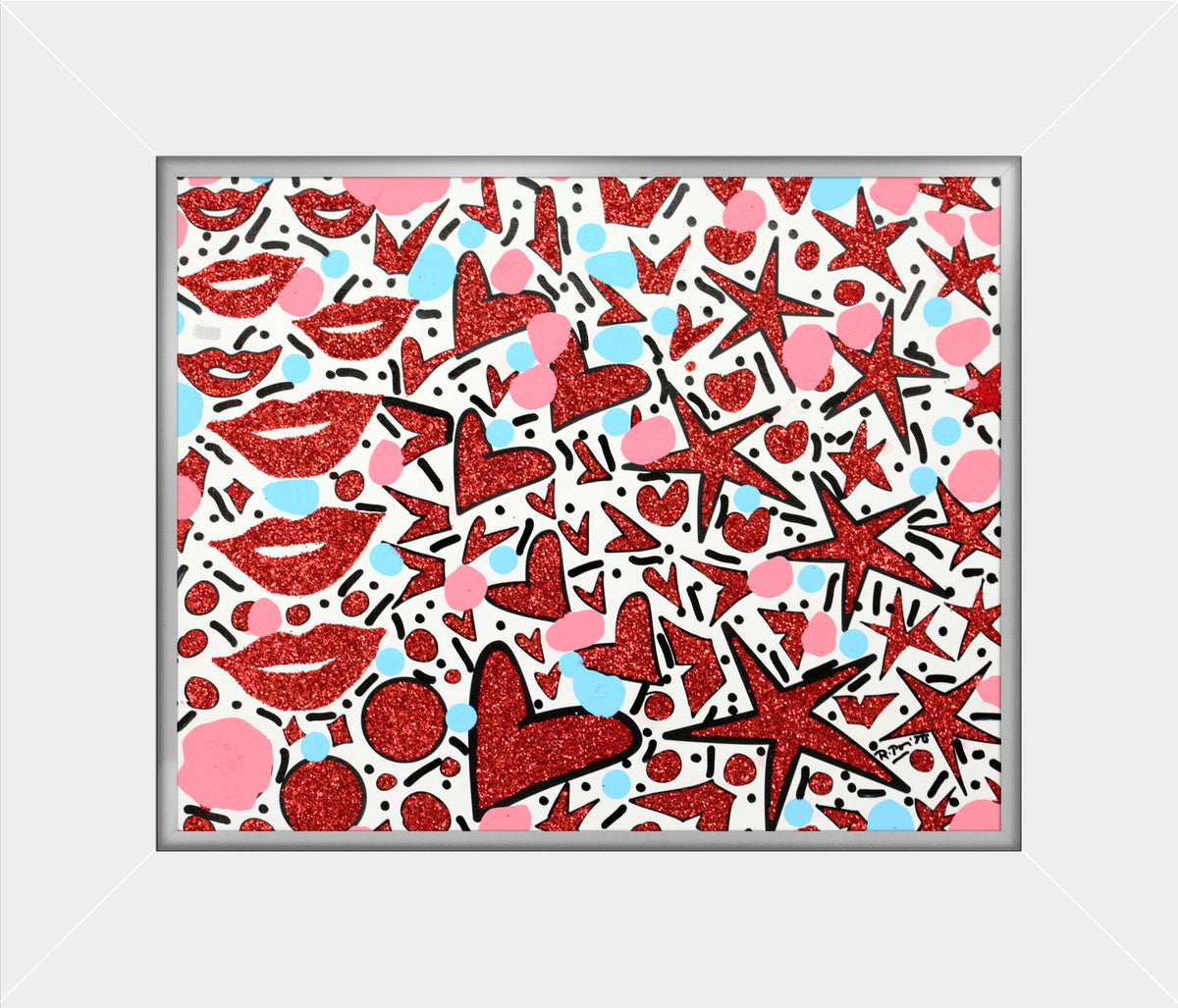 Hearts & Kisses - Mixed Media Original