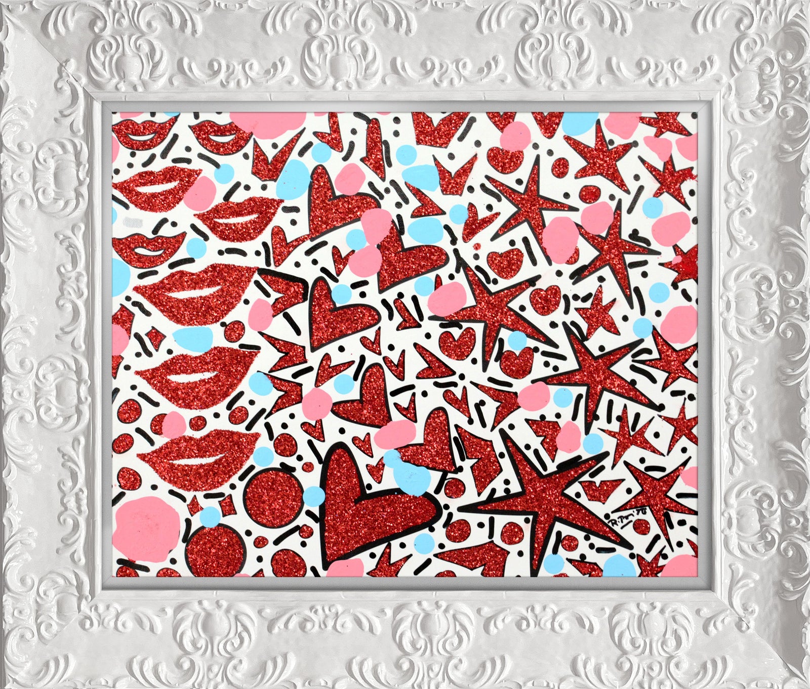 Hearts & Kisses - Mixed Media Original