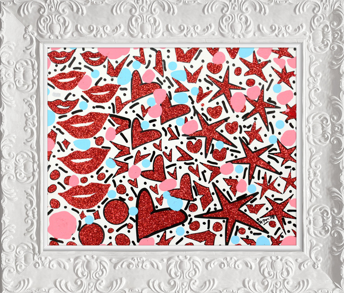 Hearts & Kisses - Mixed Media Original