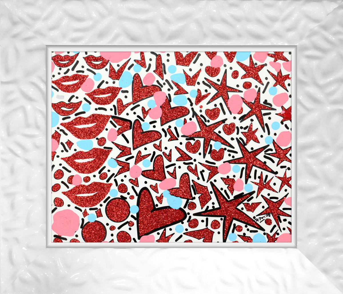 Hearts & Kisses - Mixed Media Original