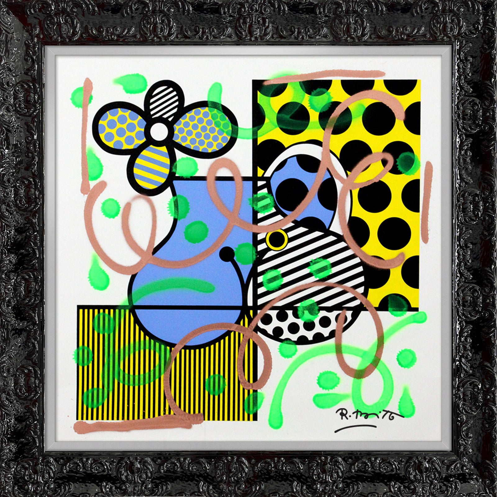 modern pop art serpentine mixed media original  vibrant home decor