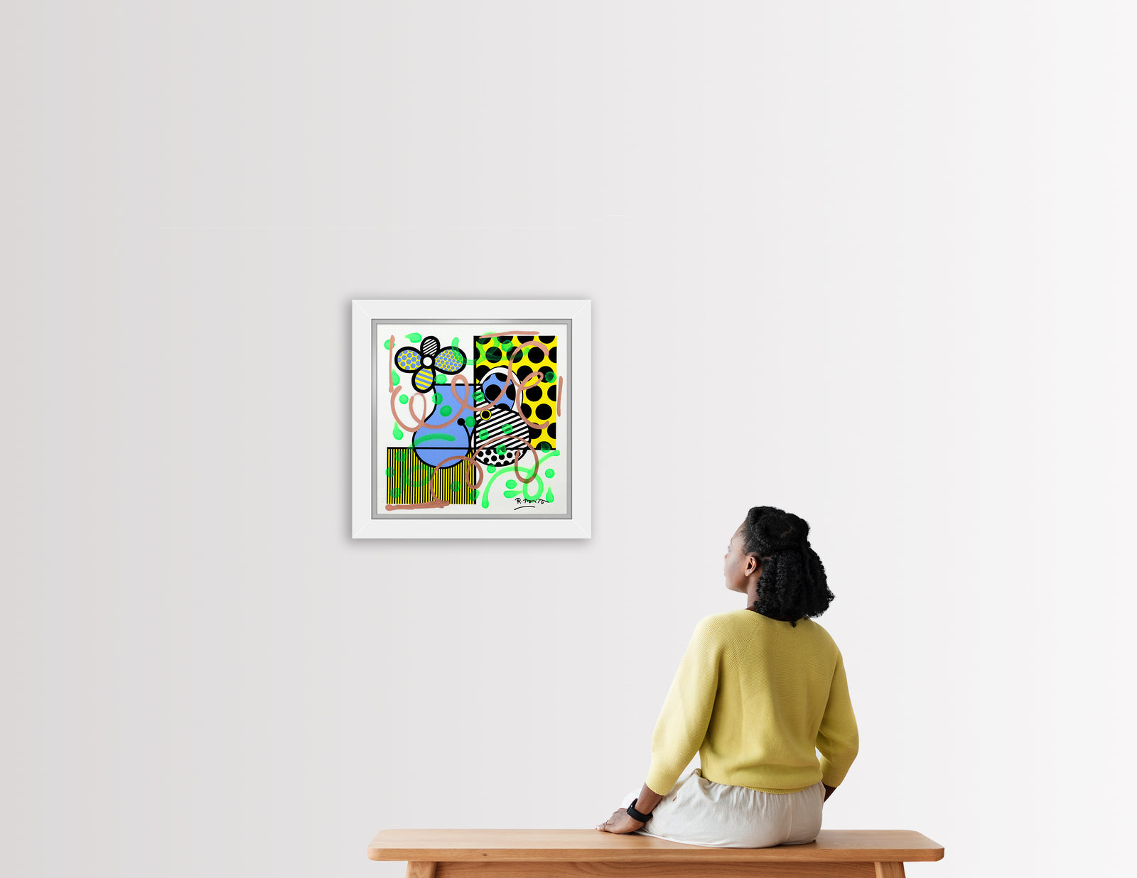 serpentine mixed media original  artistic colorful design collectible