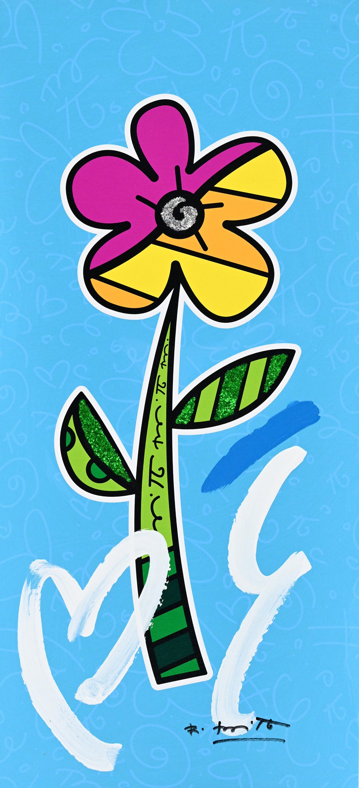 BLUE HIBISCUS -  Mixed Media Original