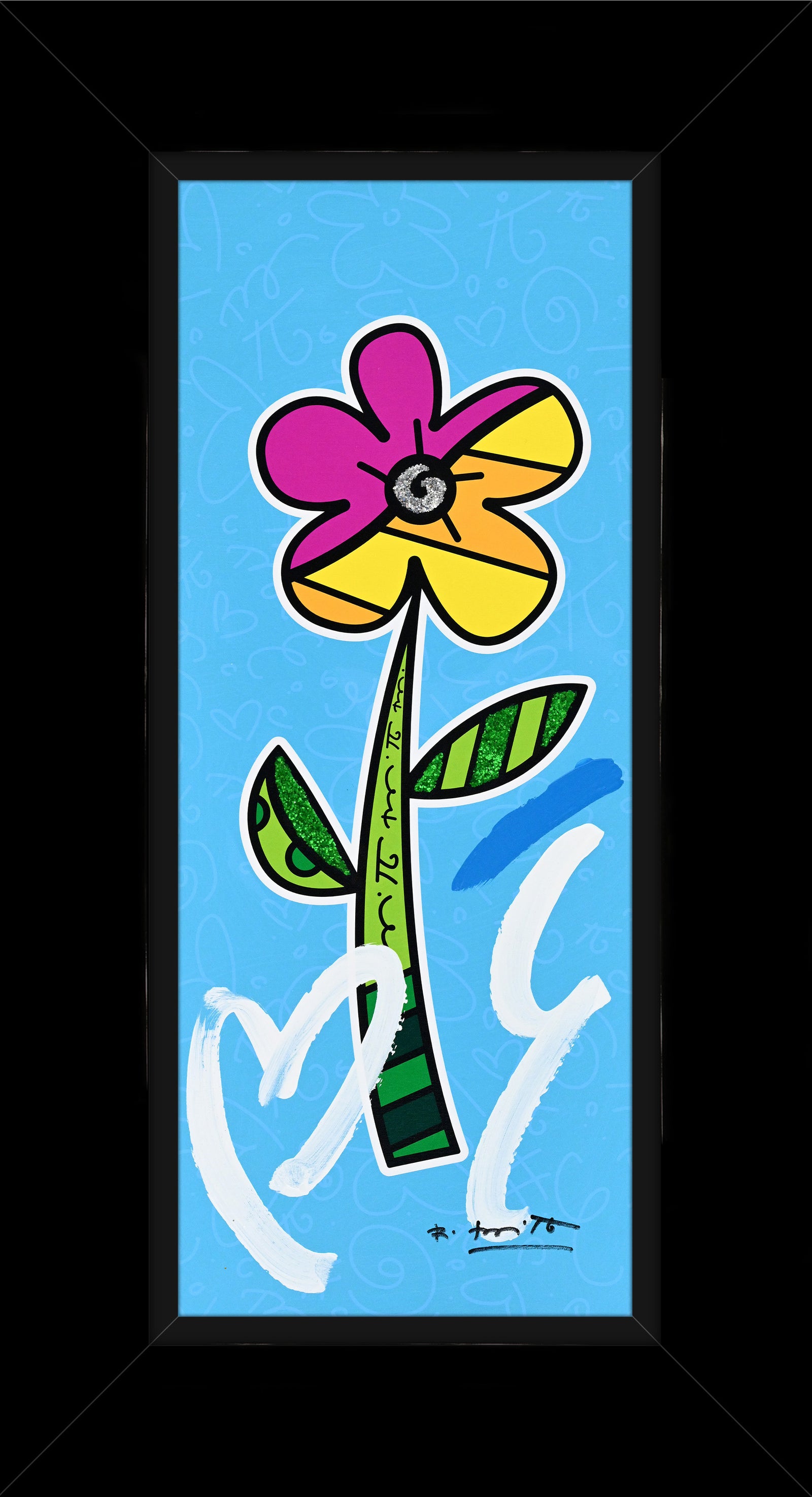 BLUE HIBISCUS -  Mixed Media Original