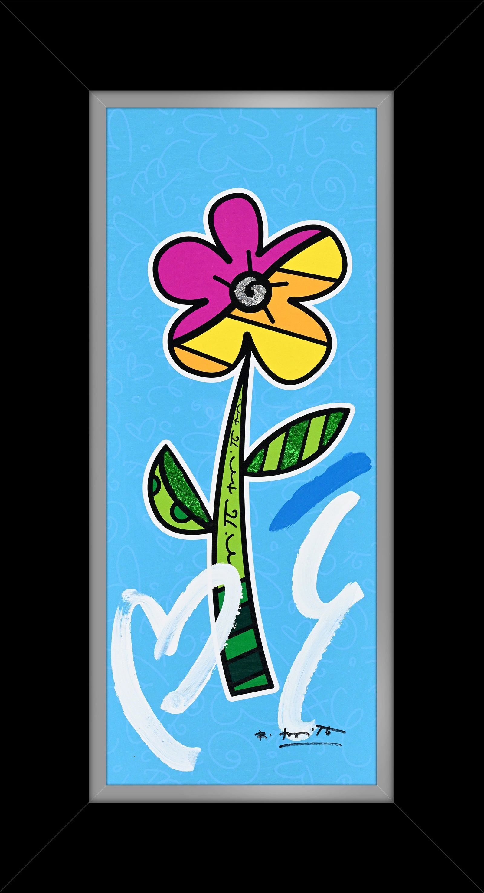 BLUE HIBISCUS -  Mixed Media Original