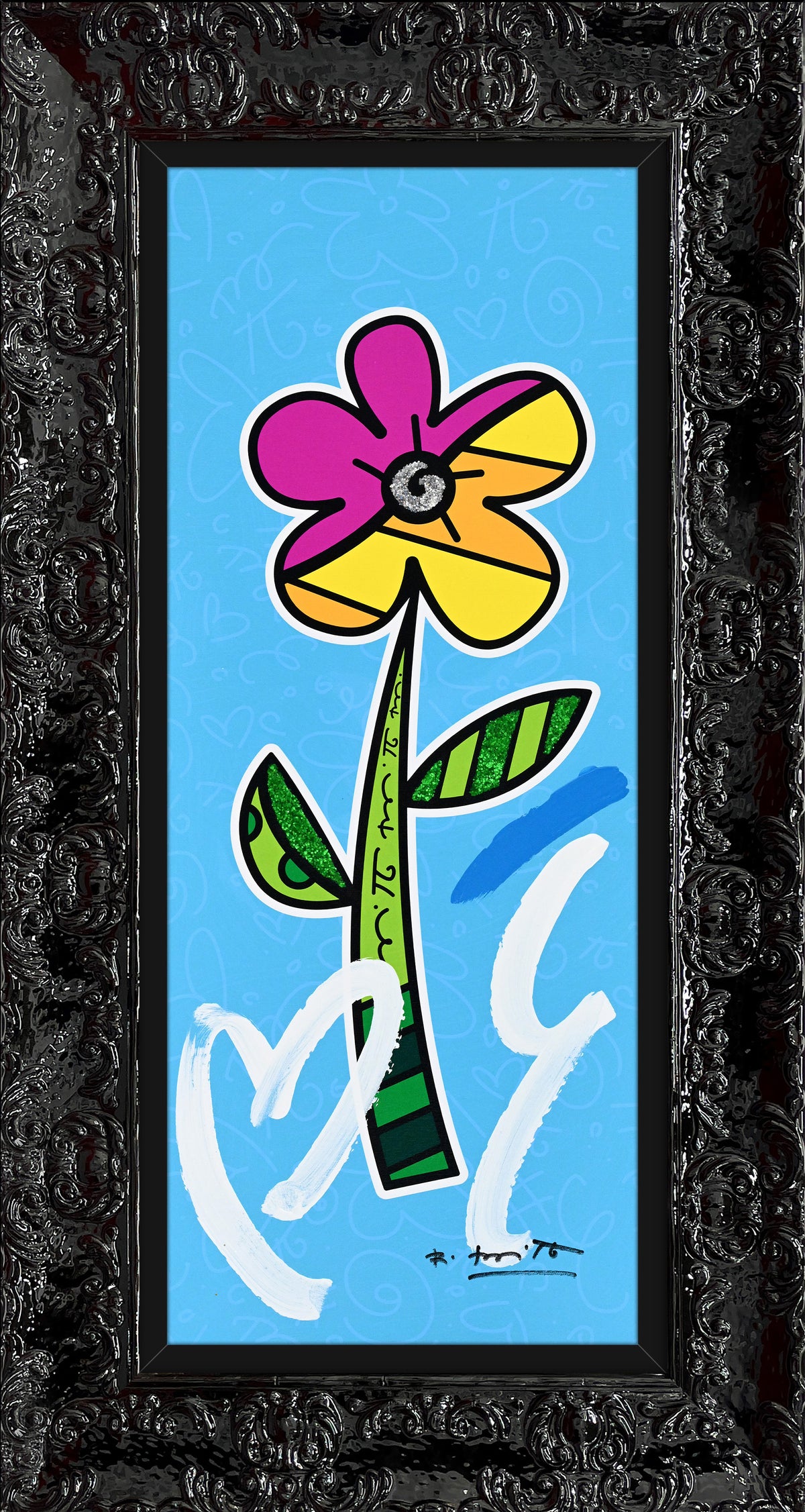 BLUE HIBISCUS -  Mixed Media Original