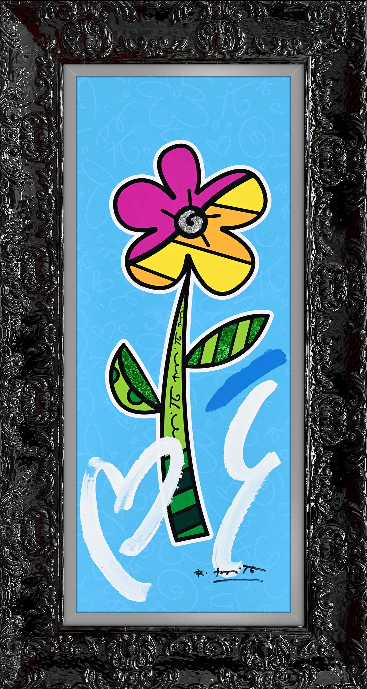 BLUE HIBISCUS -  Mixed Media Original