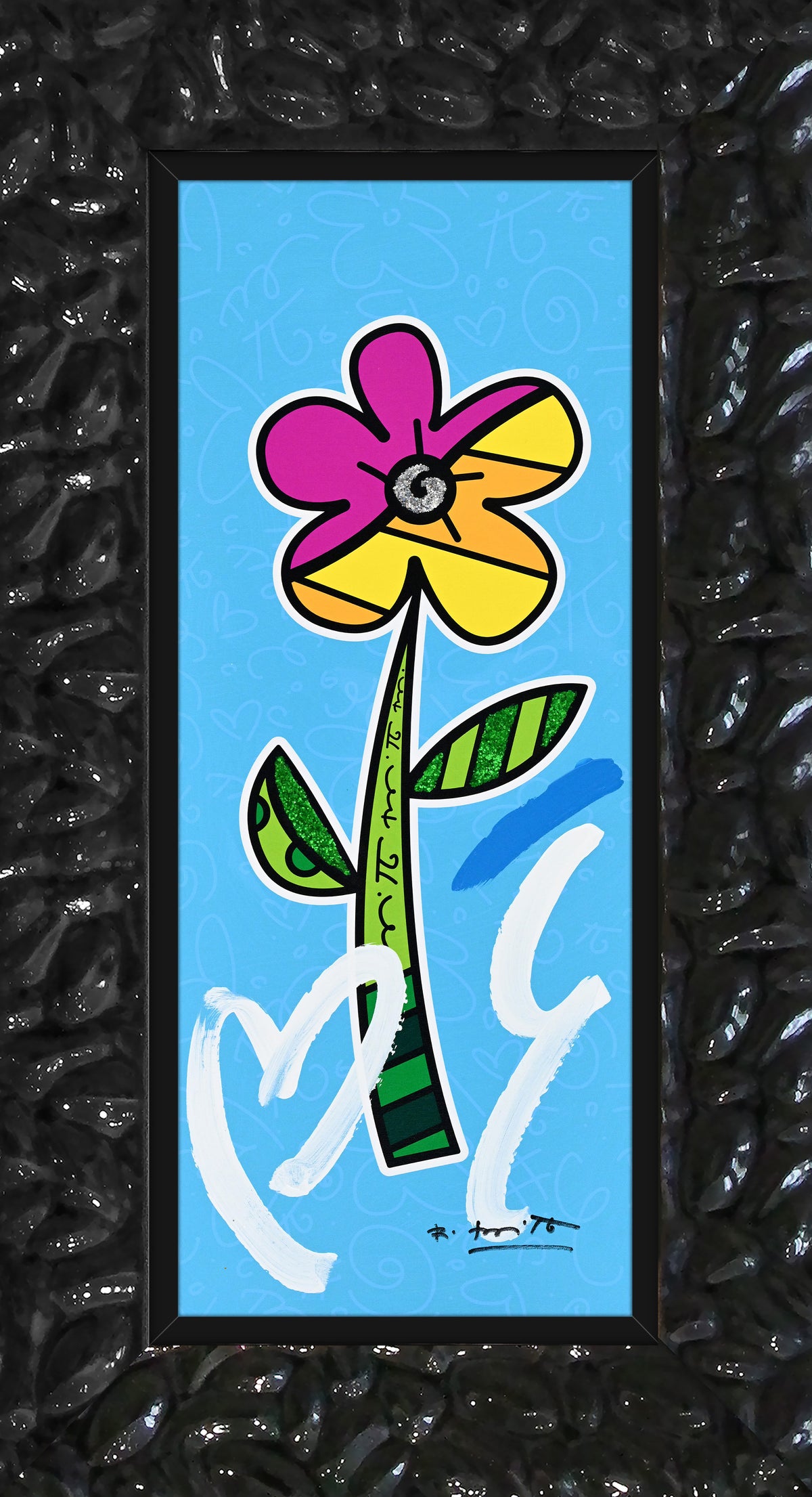 BLUE HIBISCUS -  Mixed Media Original