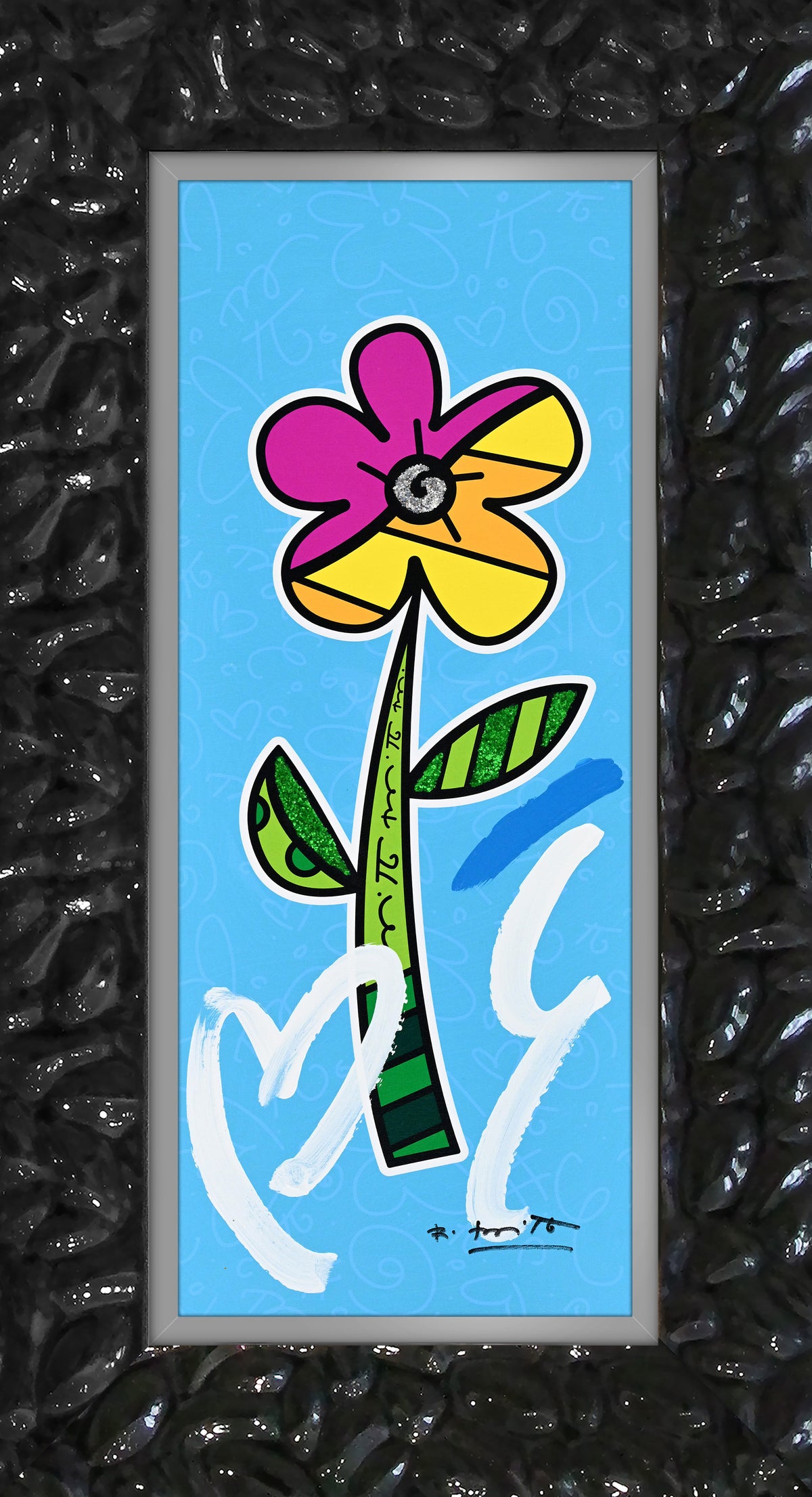 BLUE HIBISCUS -  Mixed Media Original