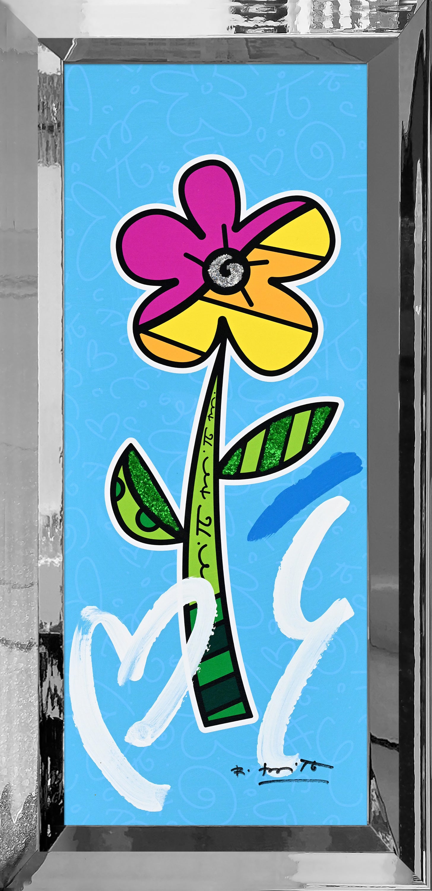 BLUE HIBISCUS -  Mixed Media Original