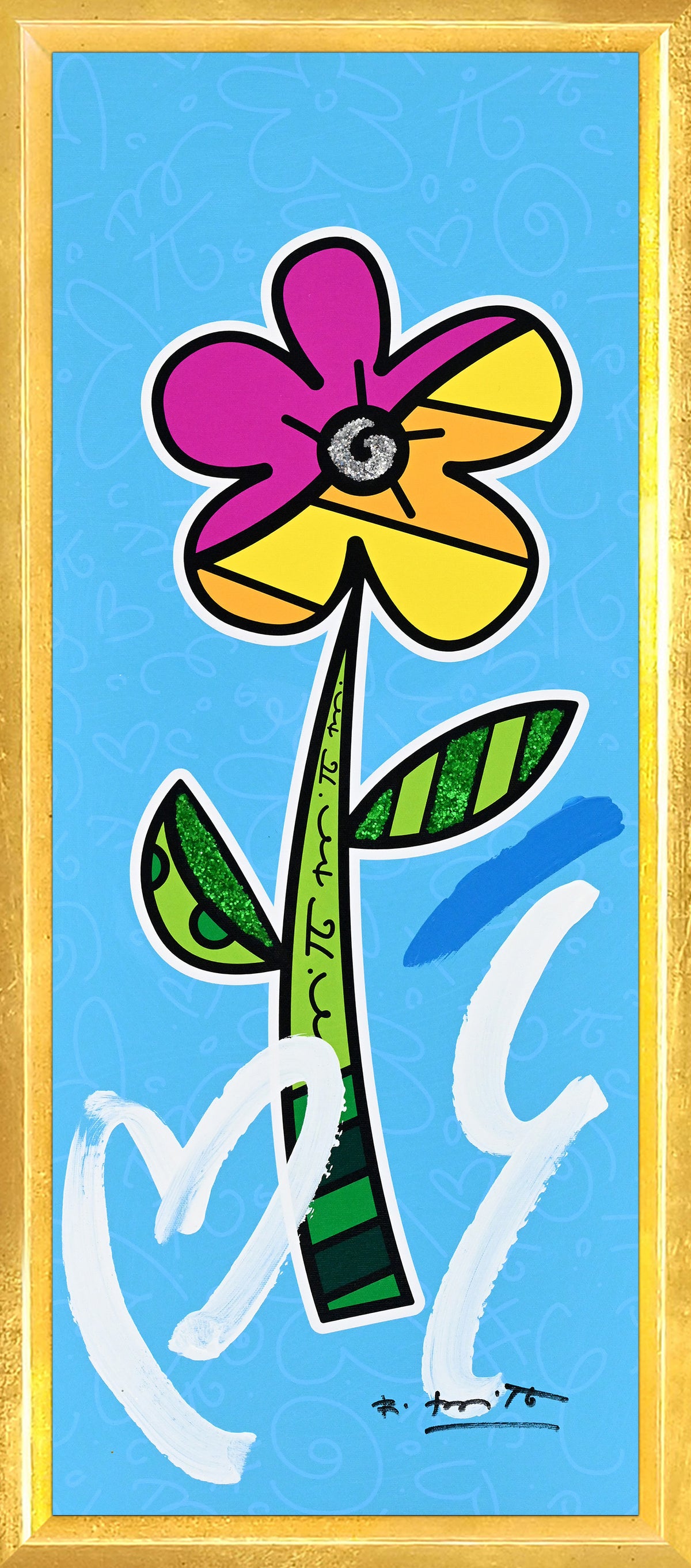 BLUE HIBISCUS -  Mixed Media Original