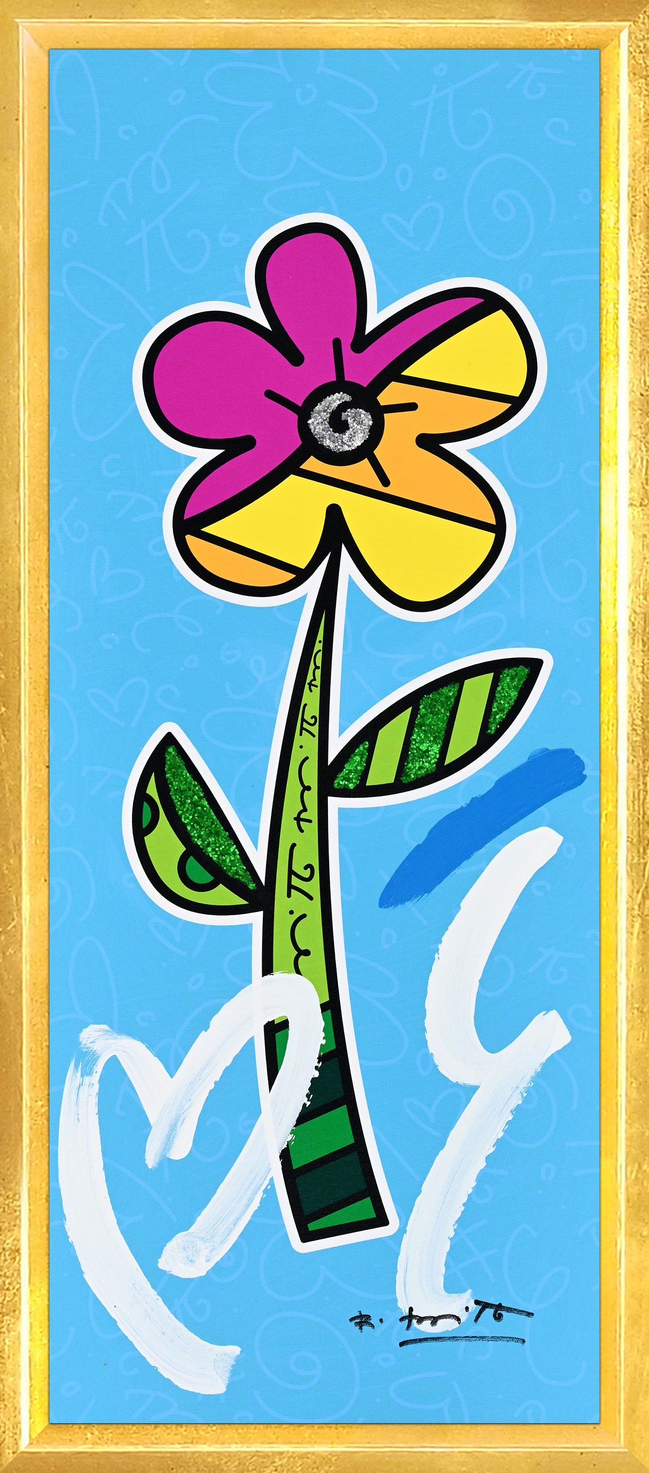 BLUE HIBISCUS -  Mixed Media Original