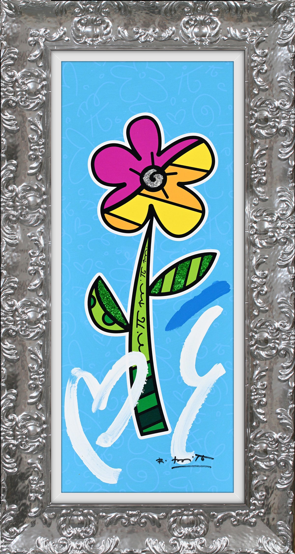 BLUE HIBISCUS -  Mixed Media Original