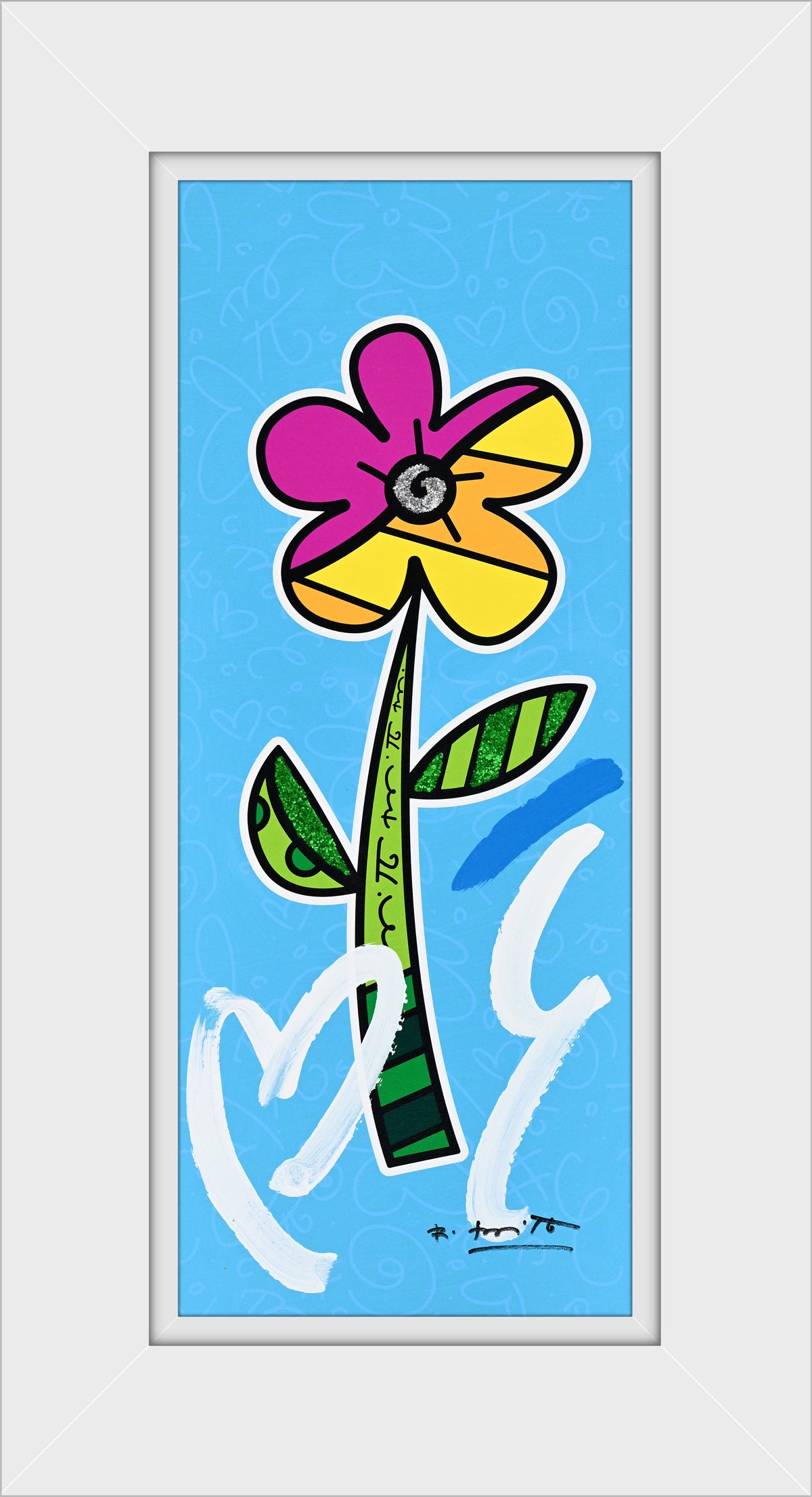 BLUE HIBISCUS -  Mixed Media Original