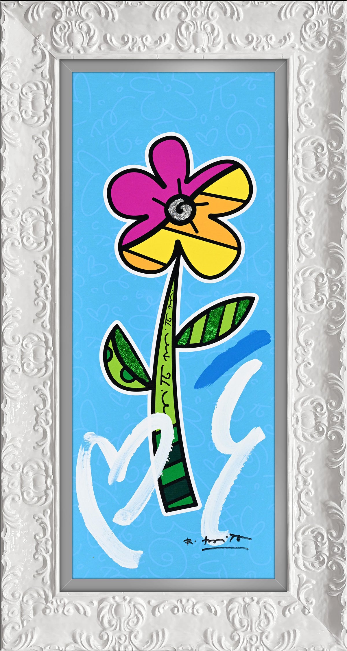 BLUE HIBISCUS -  Mixed Media Original