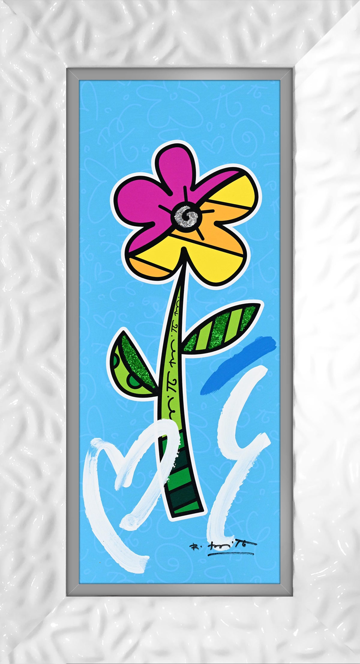 BLUE HIBISCUS -  Mixed Media Original