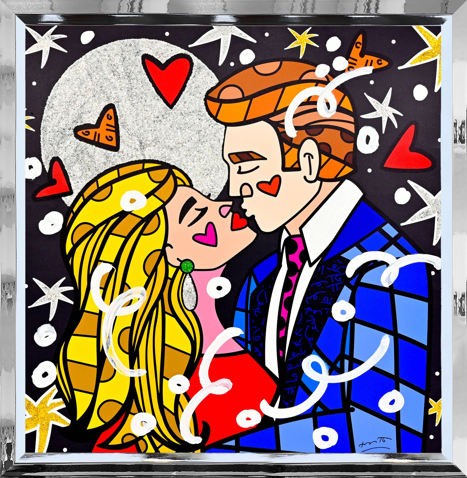 moonstruck mixed media original  colorful decorative collectible gift idea