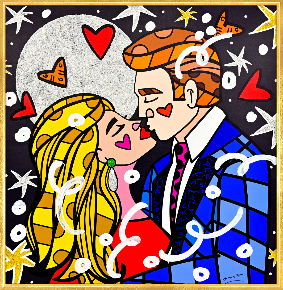 modern pop art moonstruck mixed media original  vibrant home decor