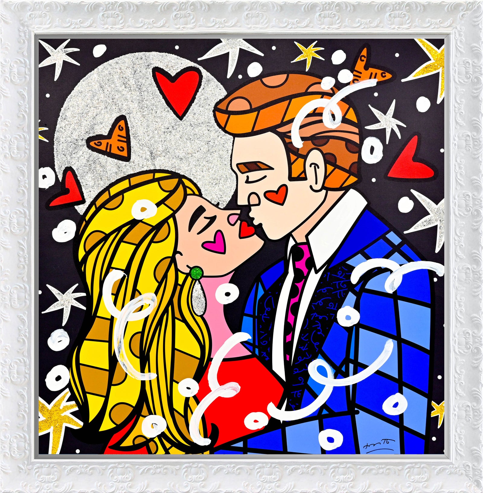 modern pop art moonstruck mixed media original  vibrant home decor