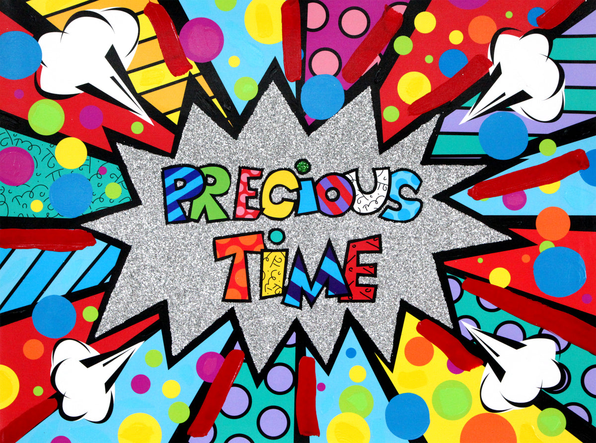 Romero Britto precious time mixed media original  colorful pop art design